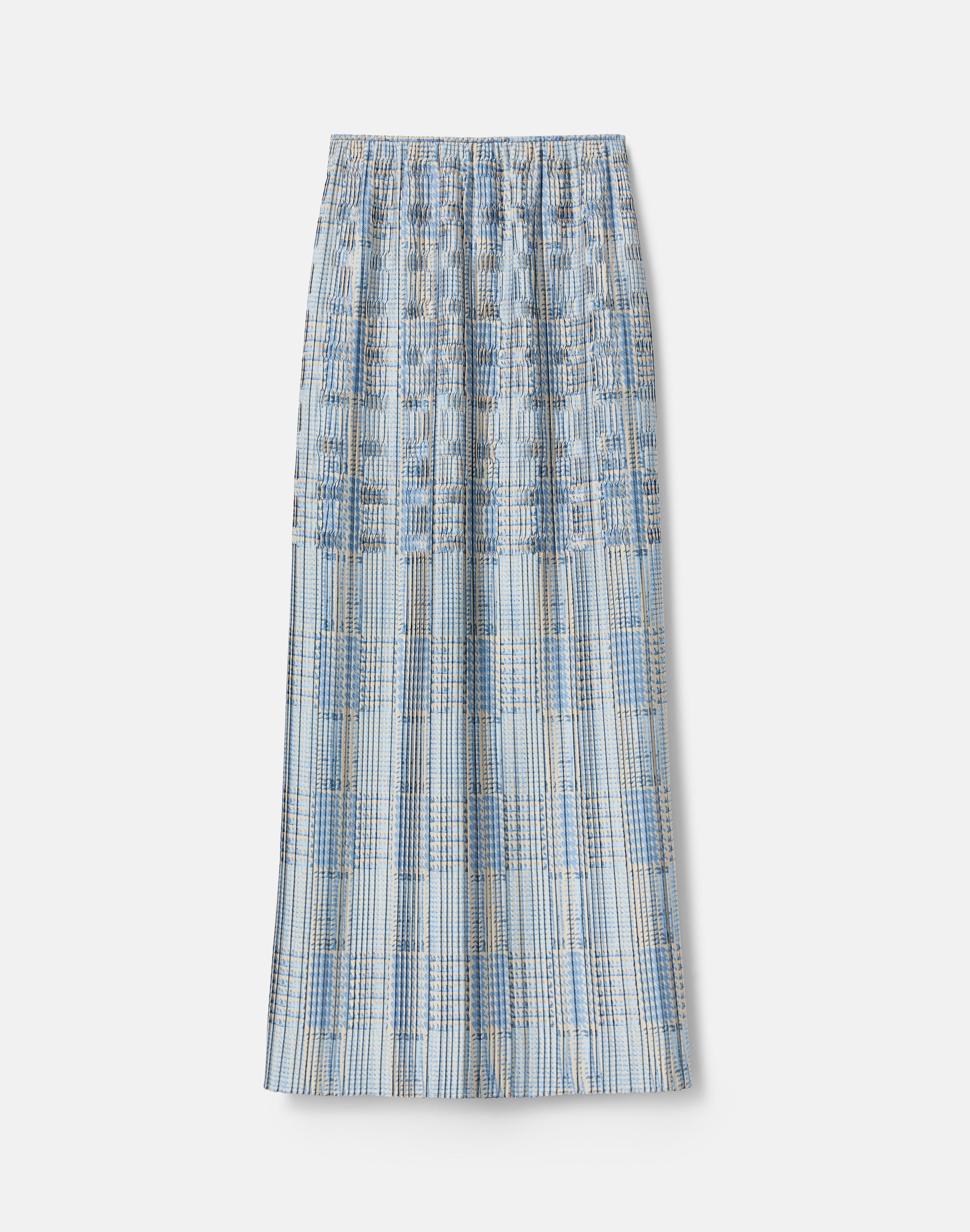 Glen Plaid Print Twill Plissé Skirt