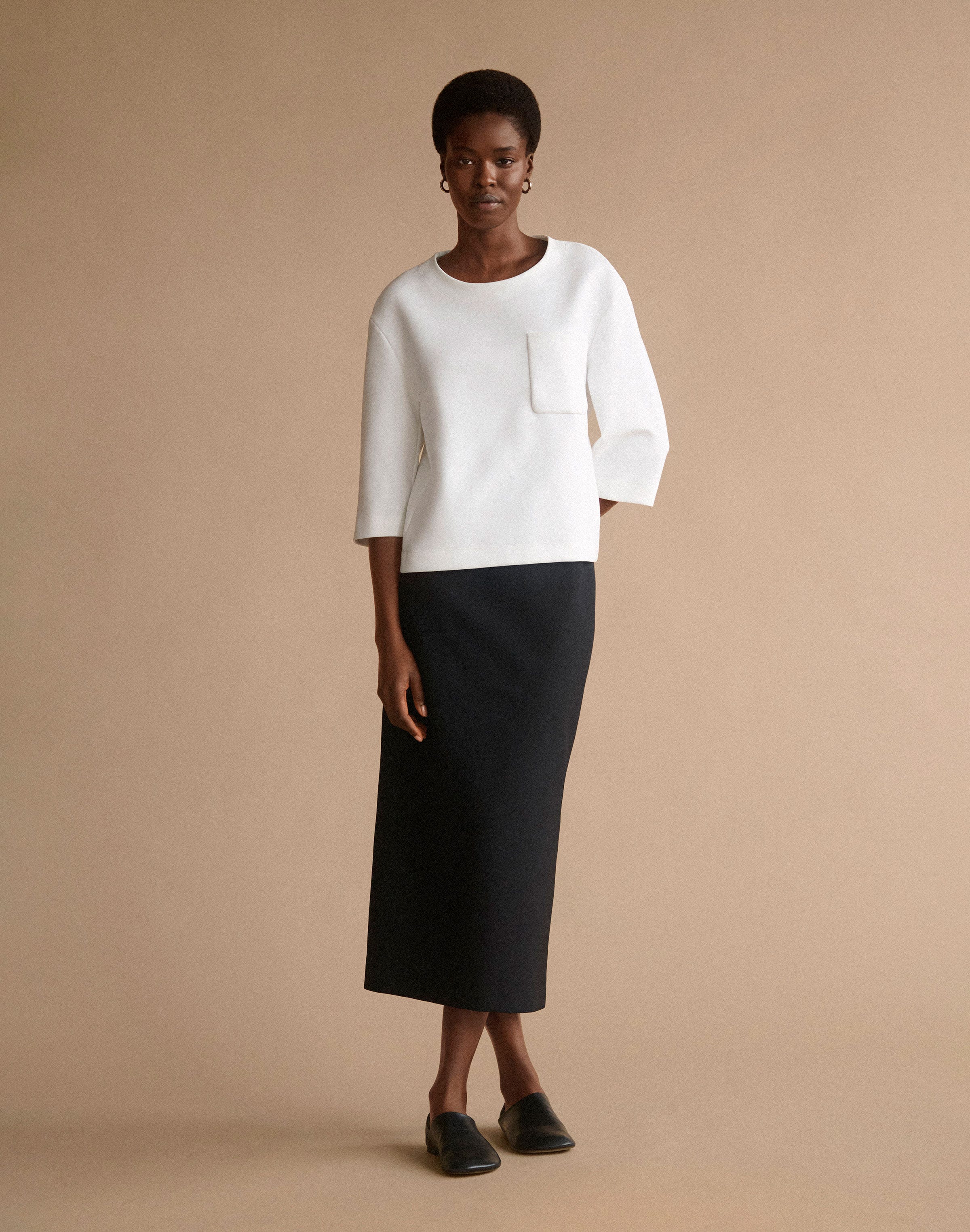 Scuba Straight Midi Skirt