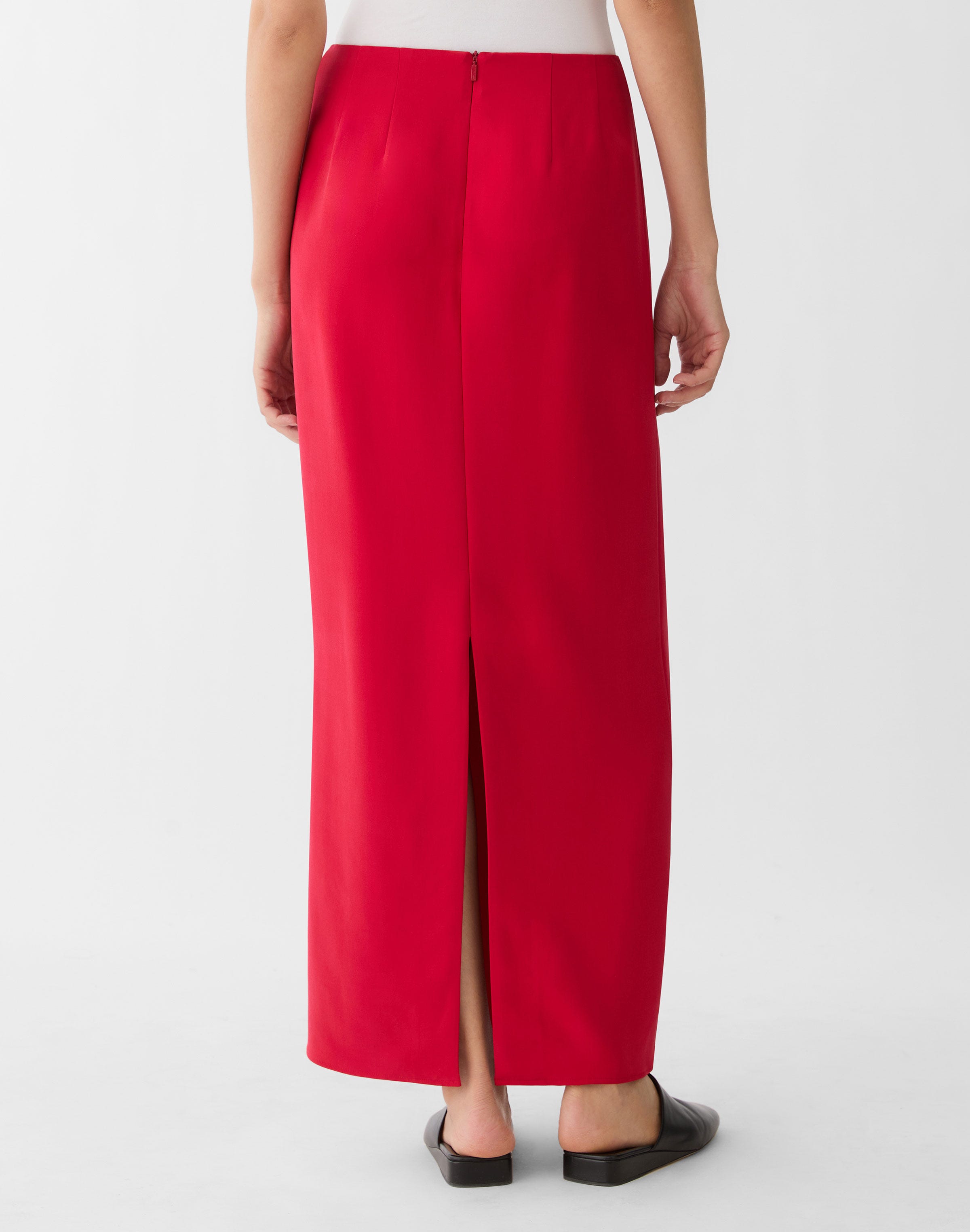 Viscose-Silk Cady Maxi Column Skirt