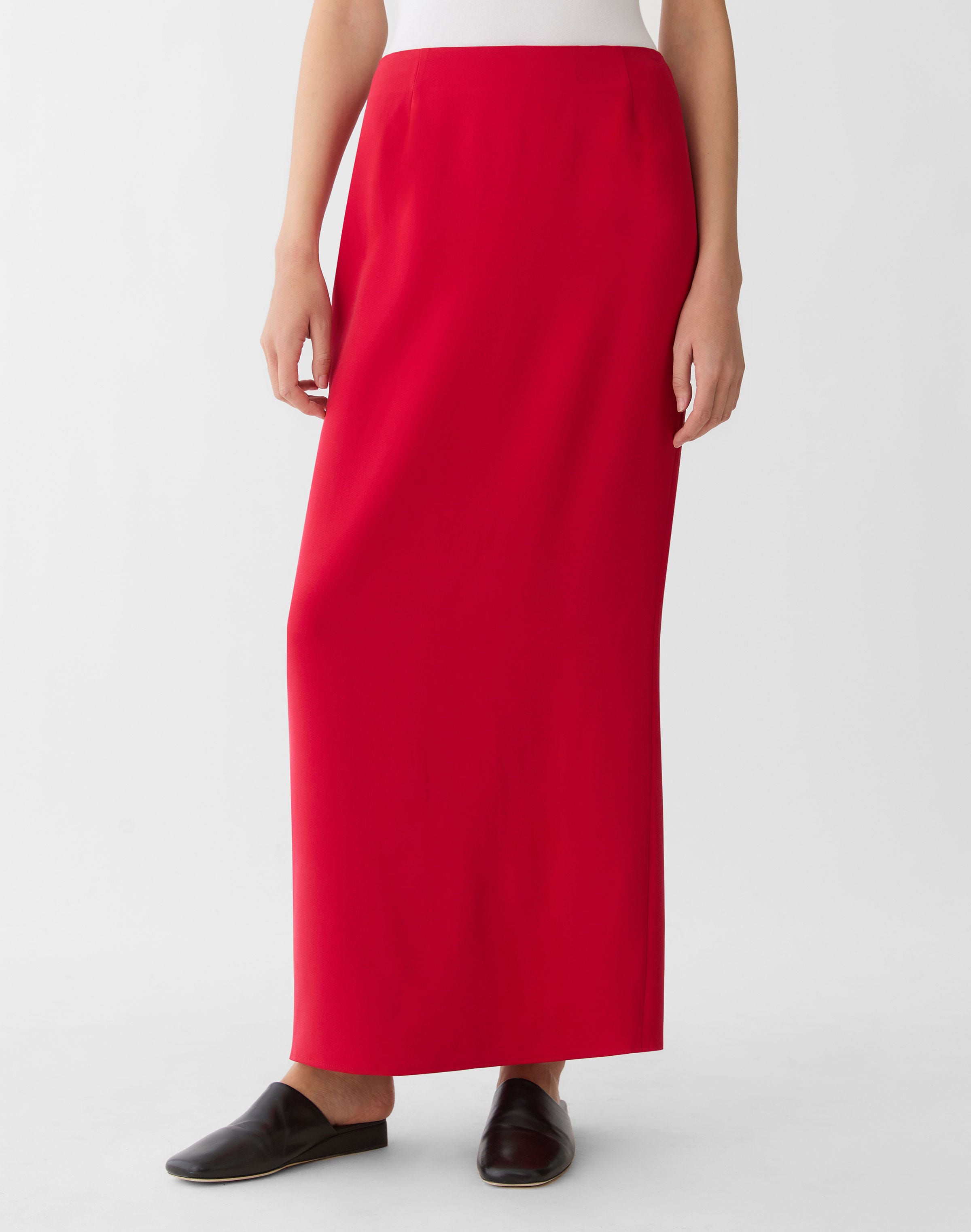 Viscose-Silk Cady Maxi Column Skirt