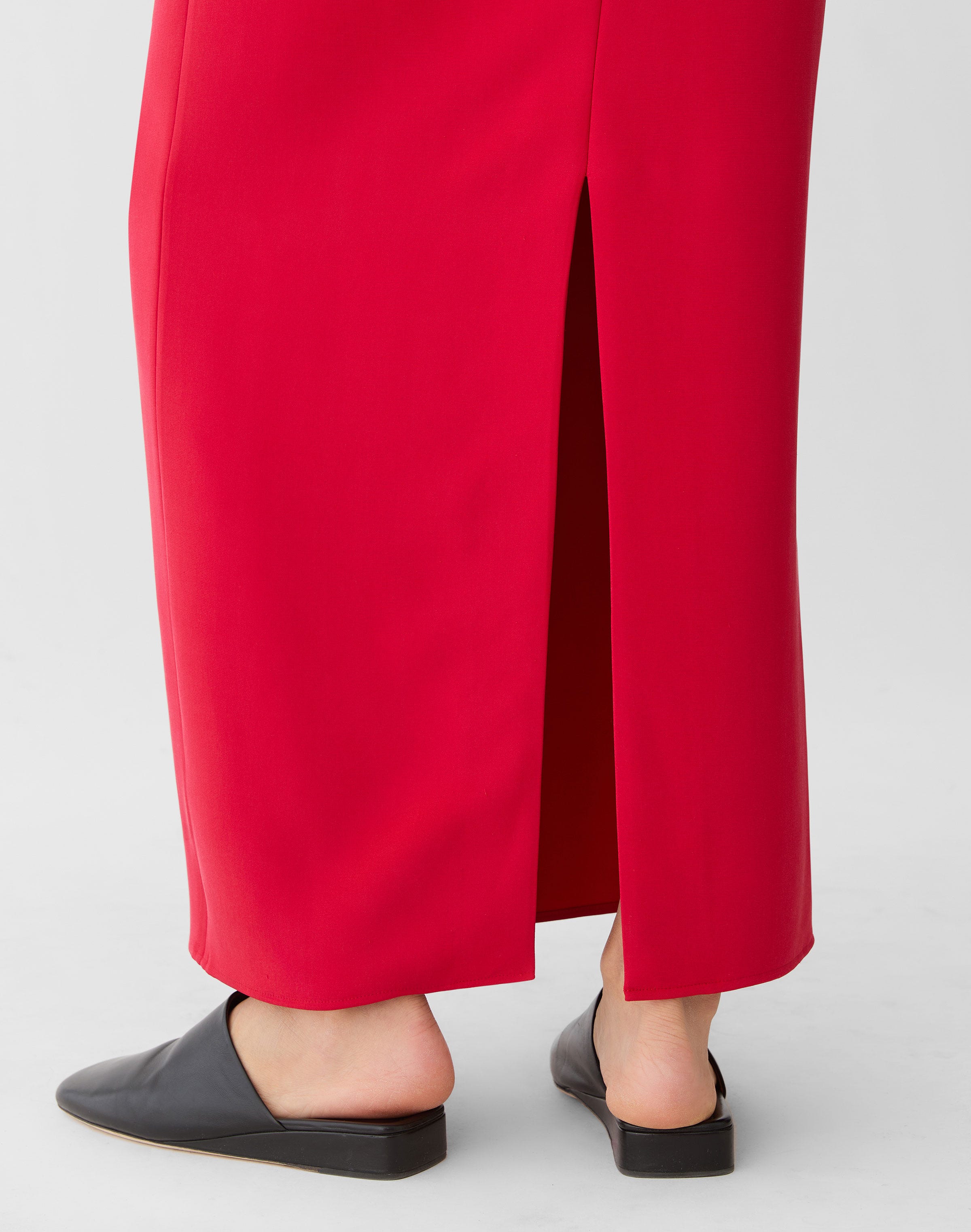 Viscose-Silk Cady Maxi Column Skirt