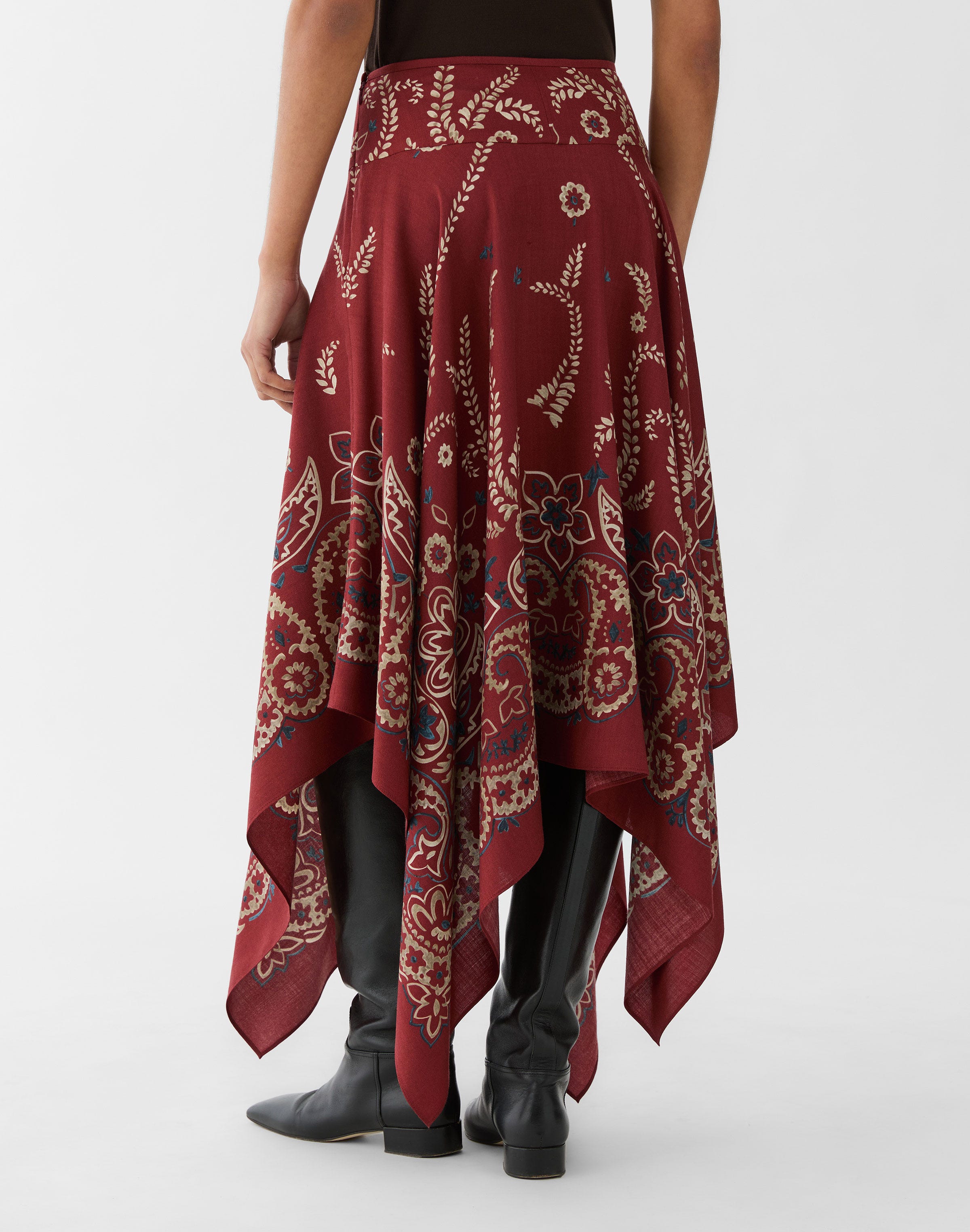 Bandana Print Wool-Silk Handkerchief Skirt
