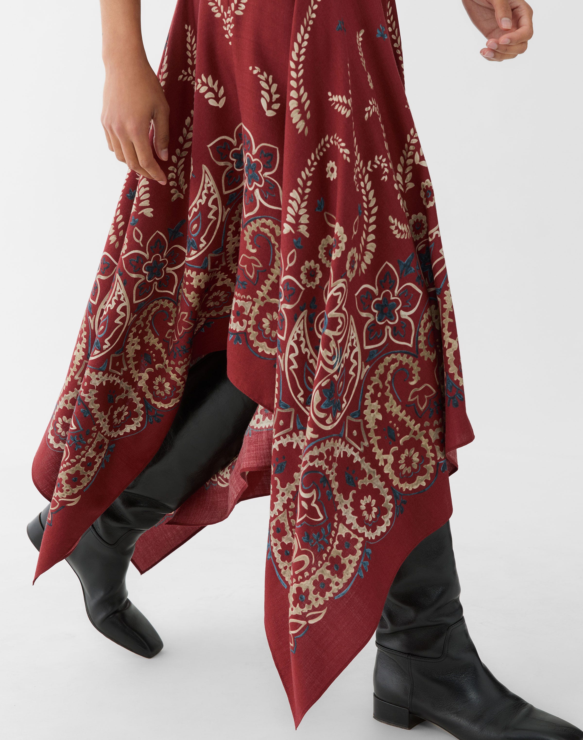 Bandana Print Wool-Silk Handkerchief Skirt