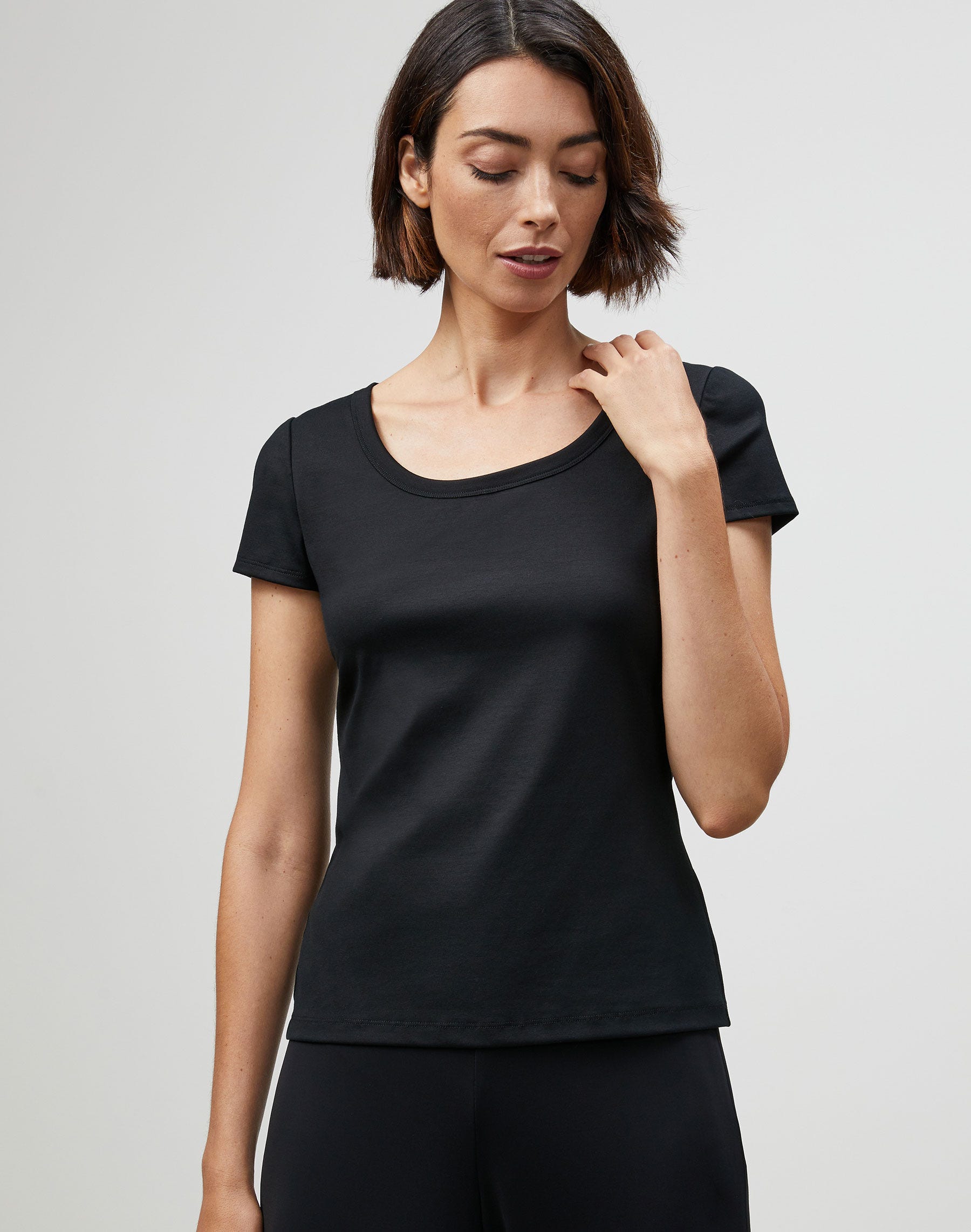 Petite Cotton Rib Scoop Neck T-Shirt