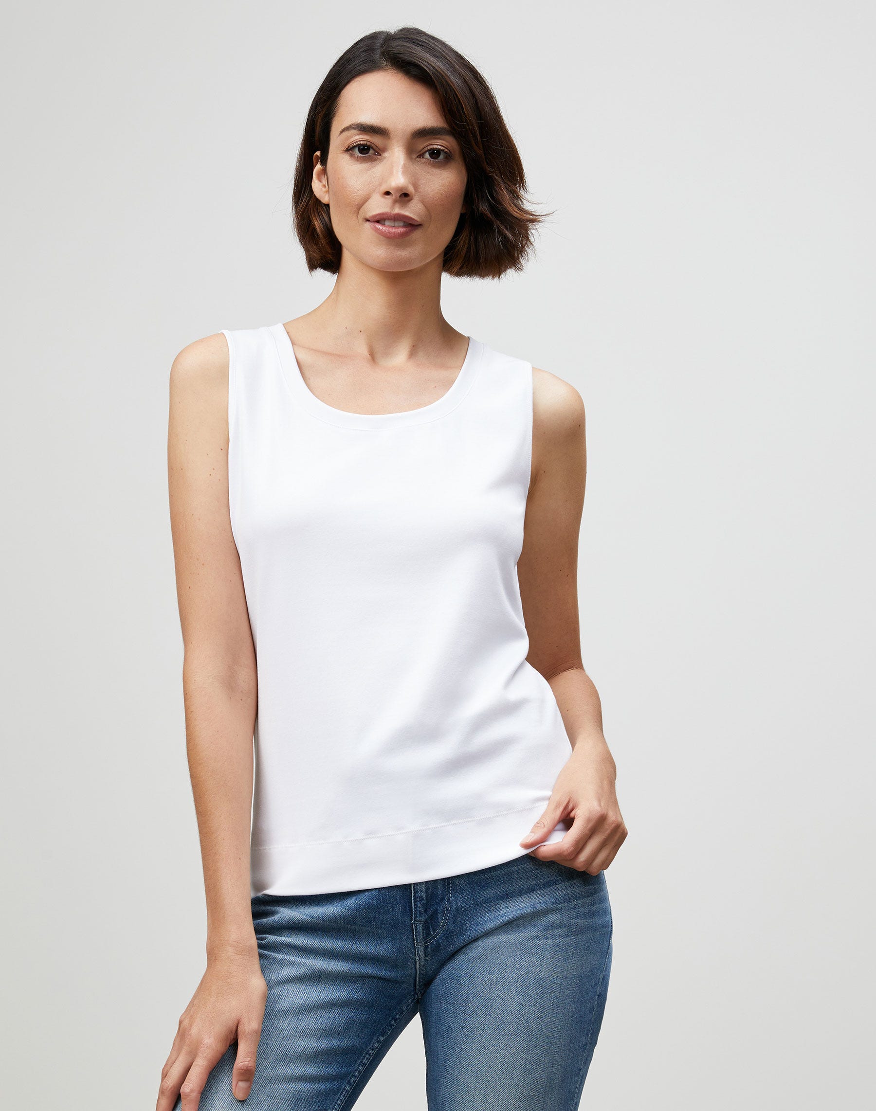 Plus-Size Cotton Rib Scoop Neck Tank