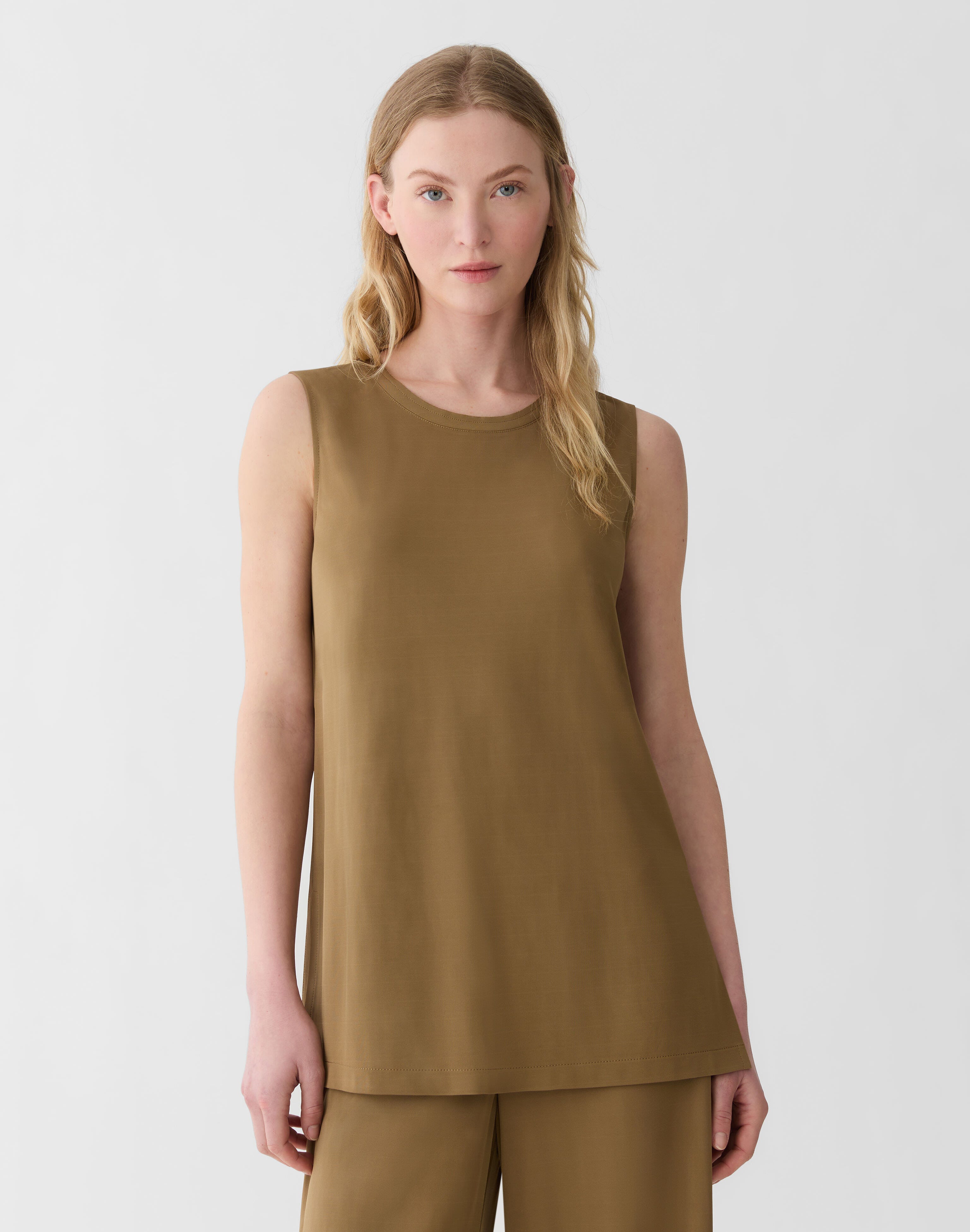 Plus-Size Matte Jersey Side Slit Tunic