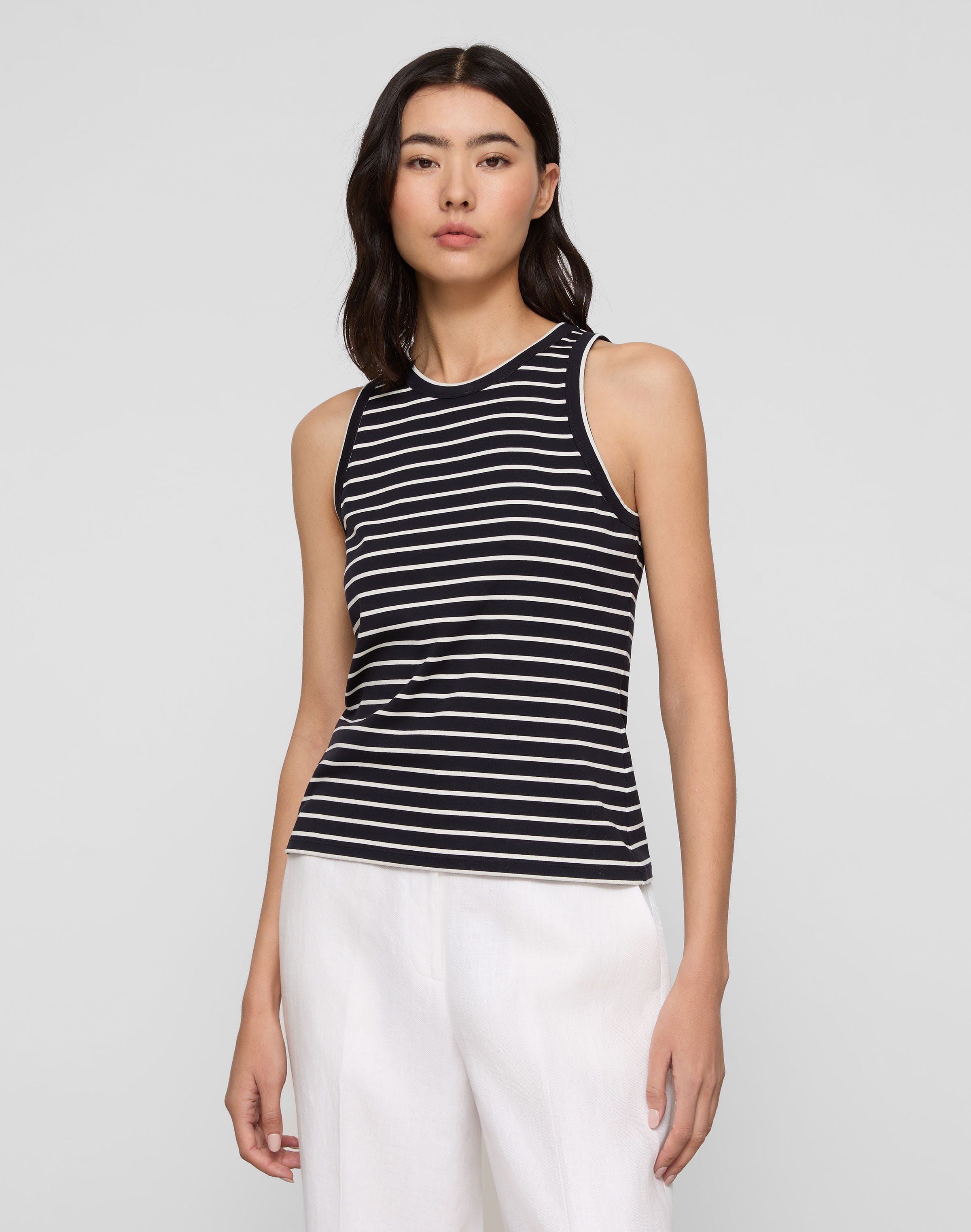 Striped Cotton Rib Racerback Tank