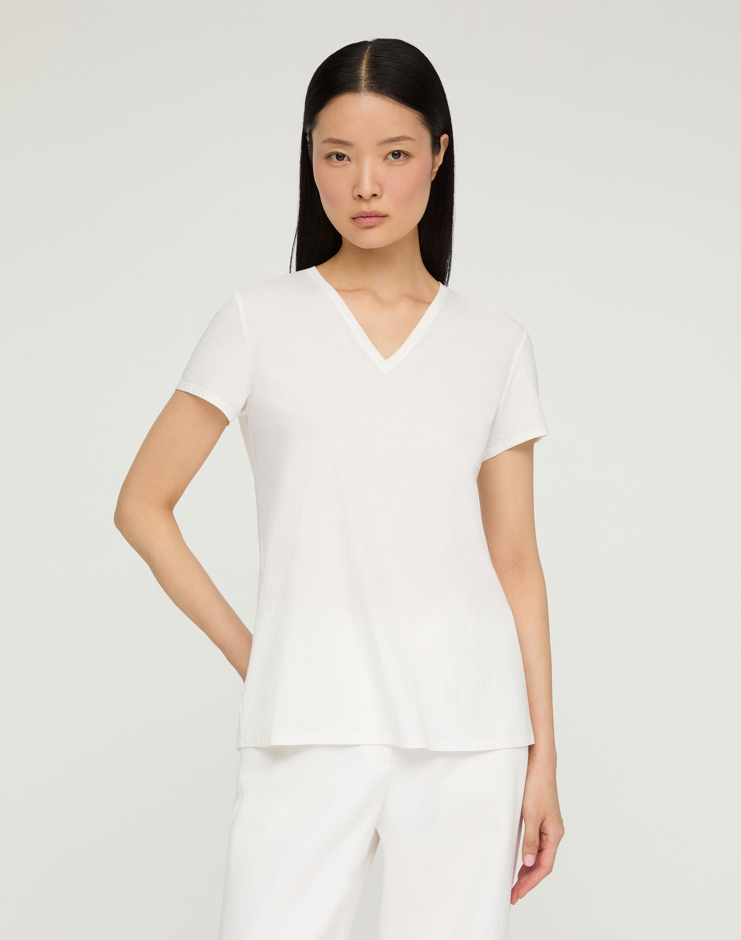 Cotton Jersey V-Neck T-Shirt
