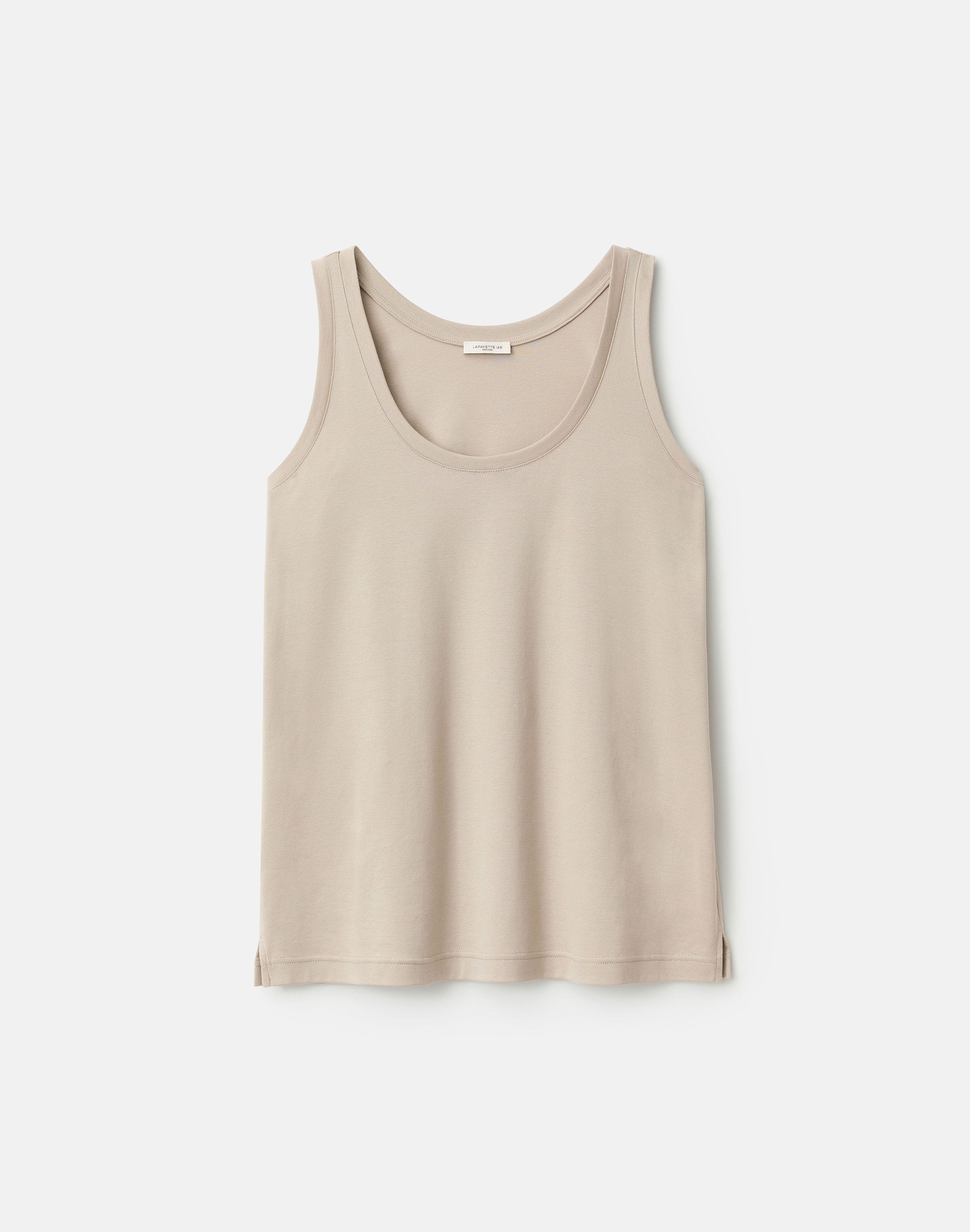 Cotton-Silk Jersey Scoop Neck Tank