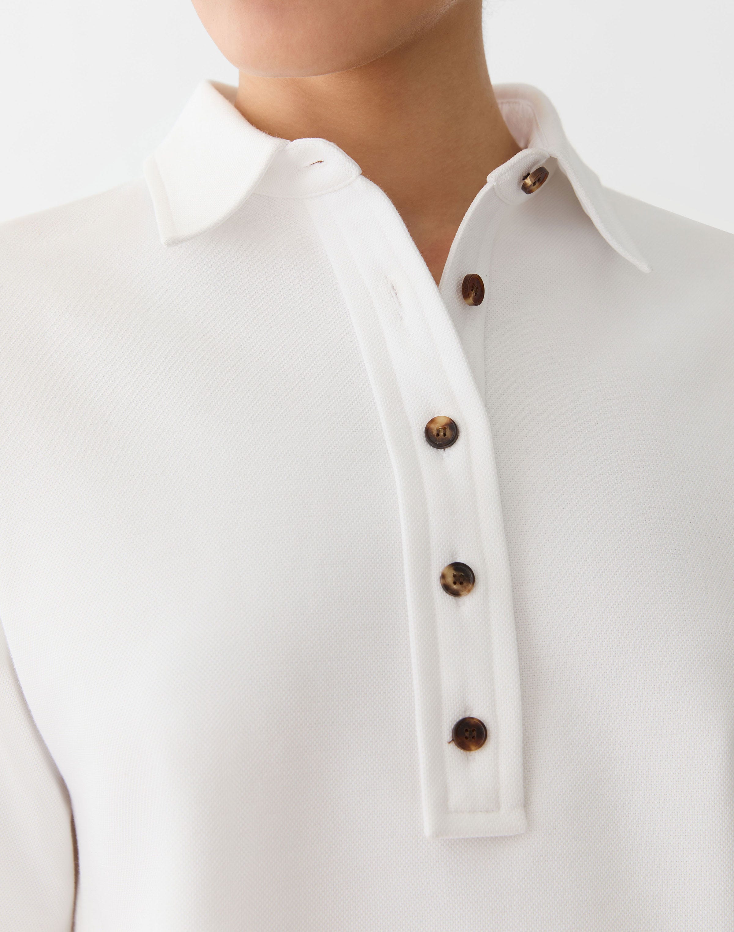Cotton Piqué Jersey Cropped Polo Top