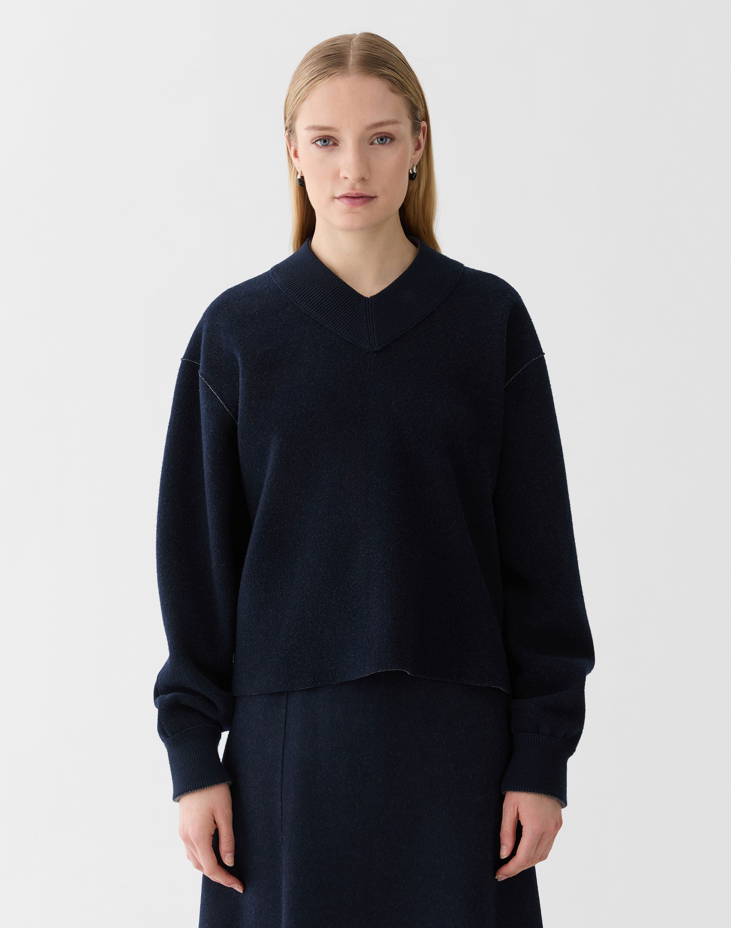 Wool-Cashmere Double Knit Reversible Top