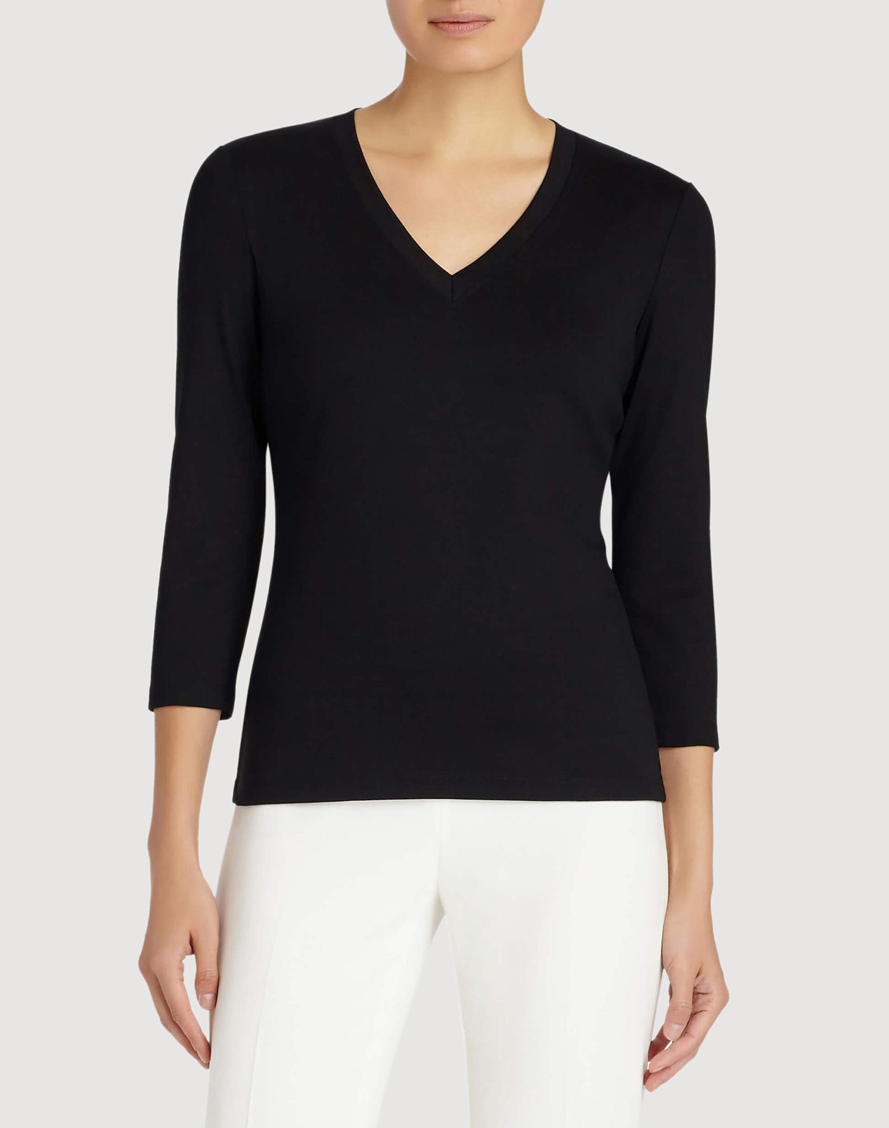 Cotton Rib V-Neck T-Shirt