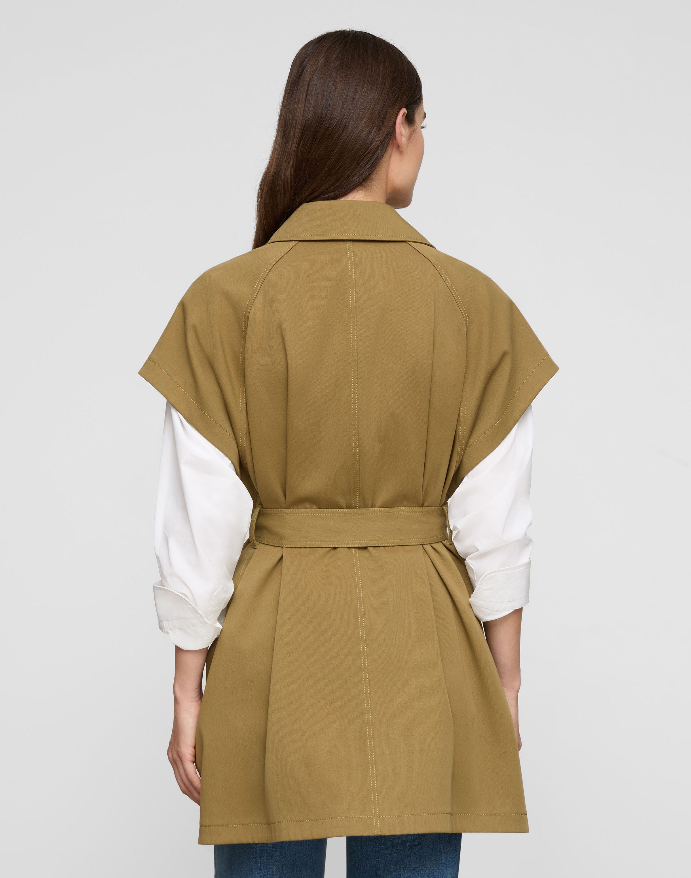 Cotton-Viscose Twill Oversized Trench Poncho