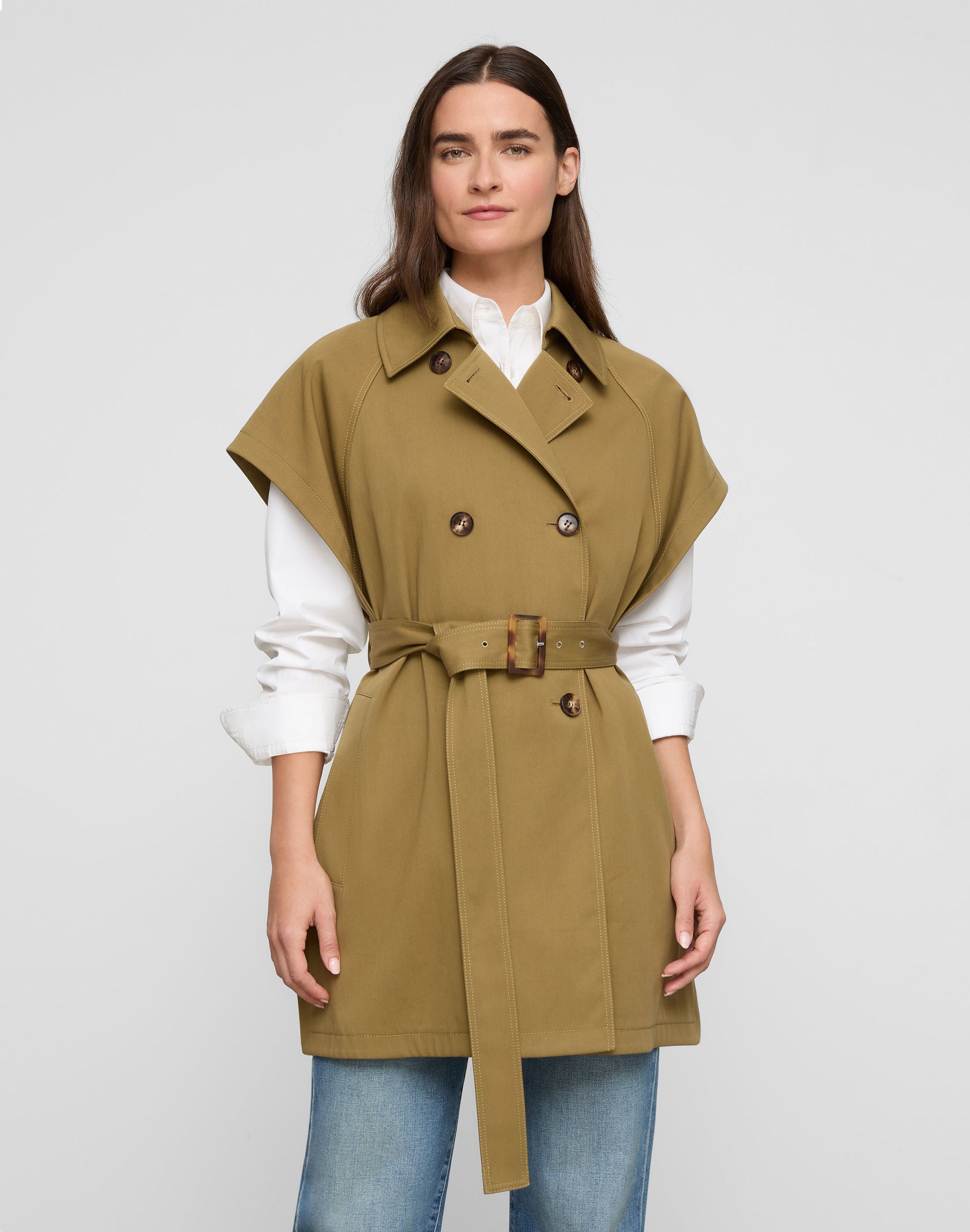 Cotton-Viscose Twill Oversized Trench Poncho