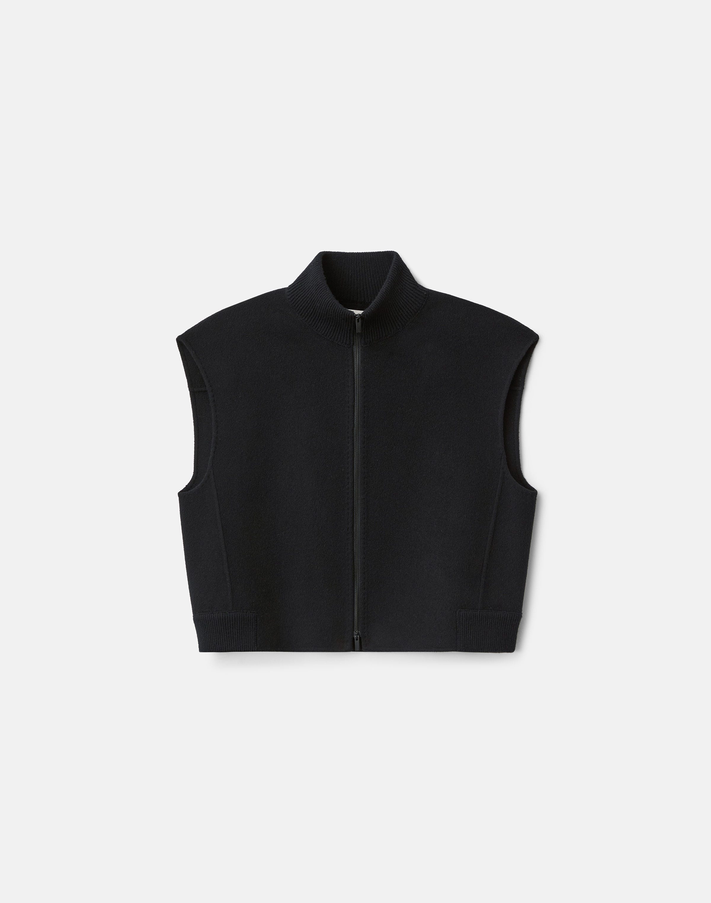 Wool-Cashmere Double Face Knit Collar Vest