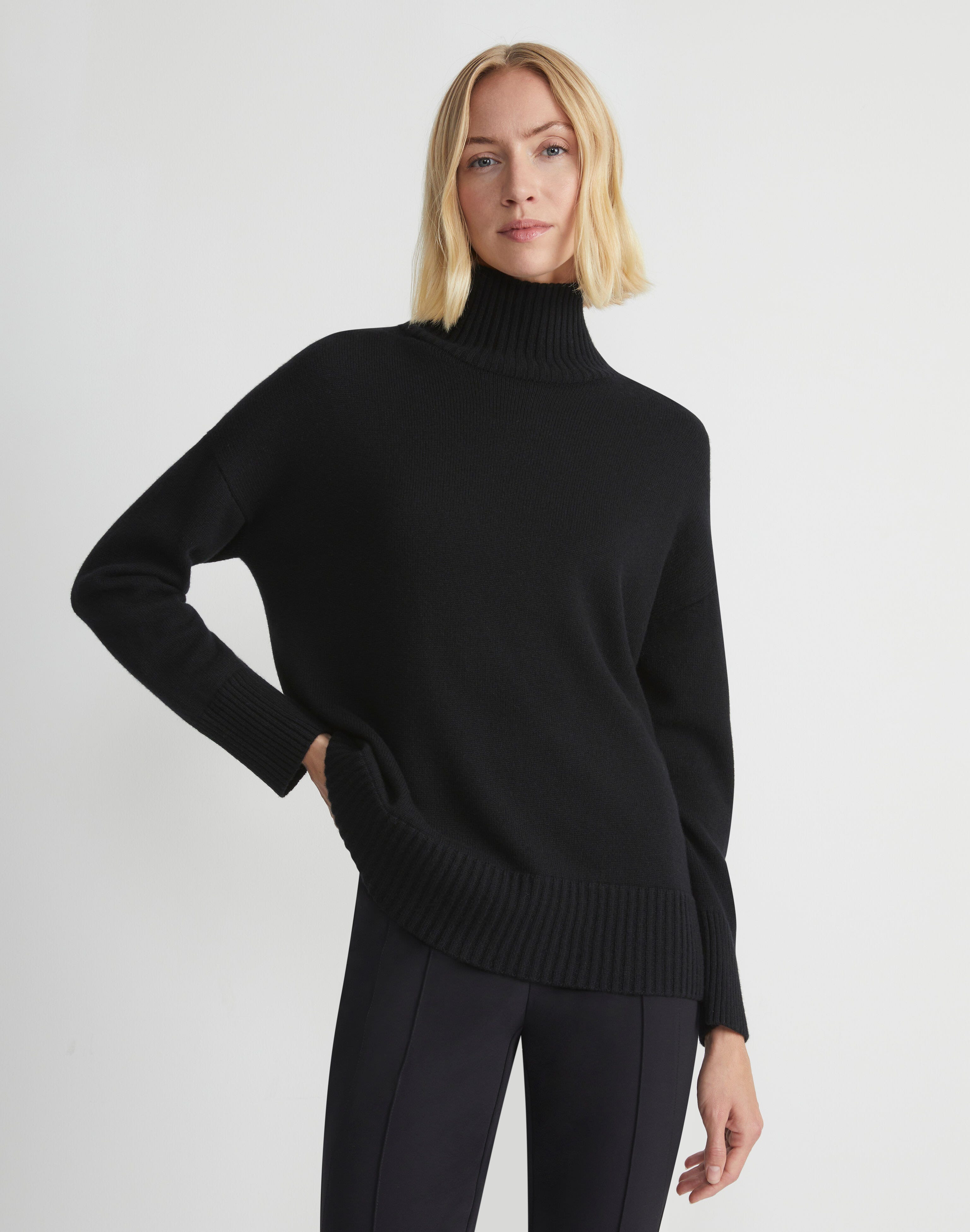 Petite Cashmere Stand Collar Sweater