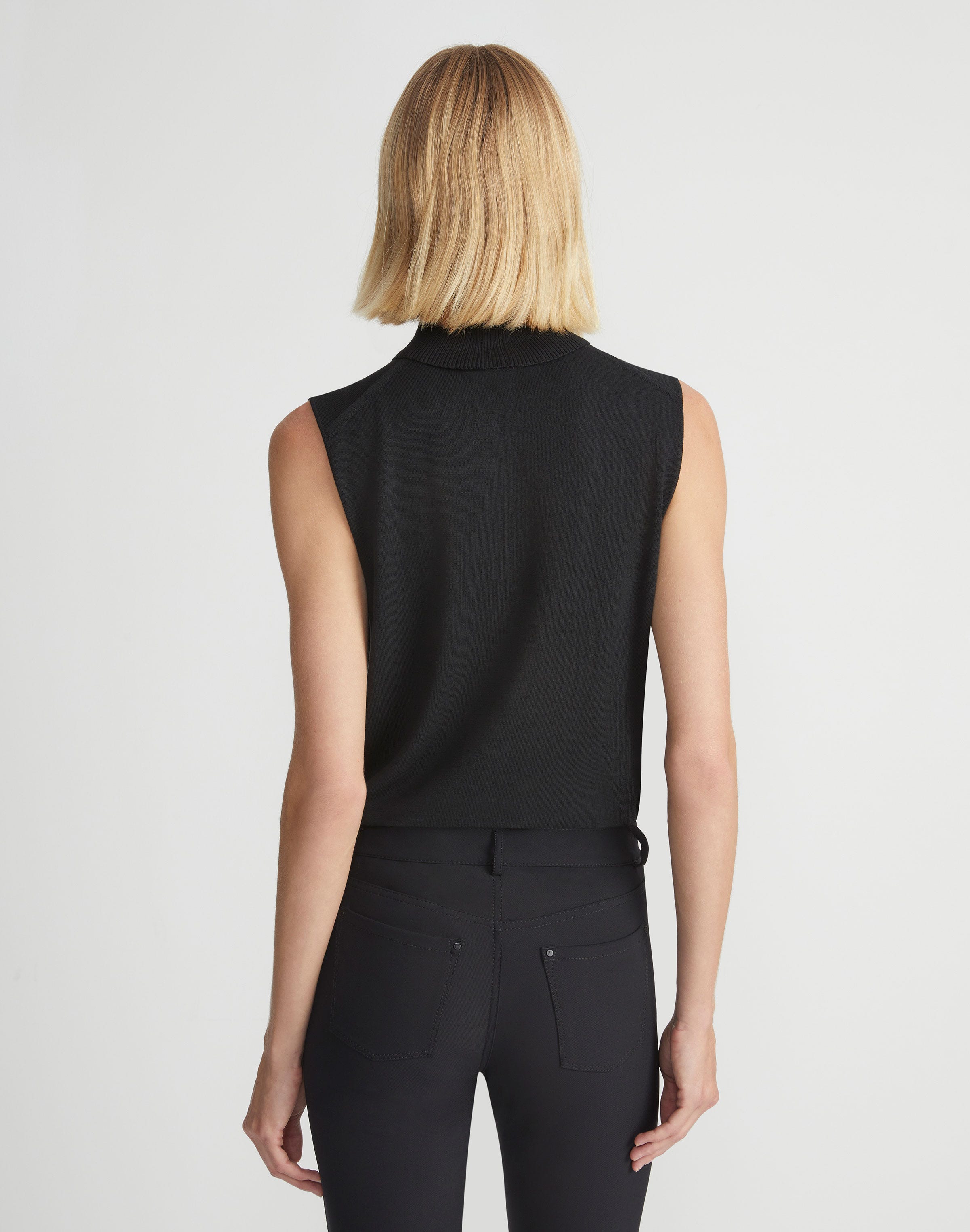 Petite Responsible Matte Crepe Sleeveless Turtleneck