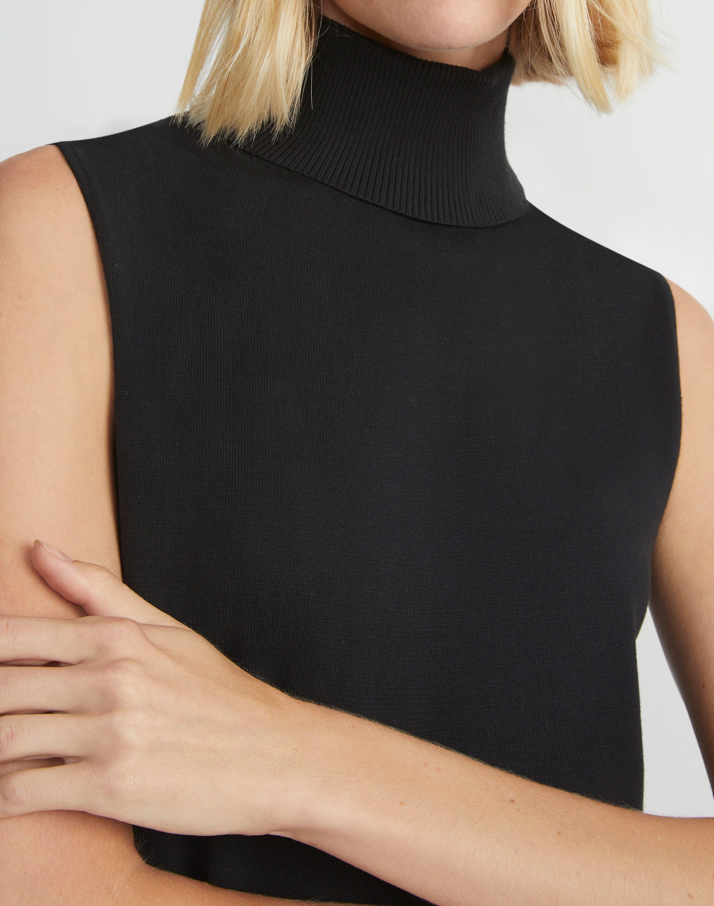 Petite Responsible Matte Crepe Sleeveless Turtleneck