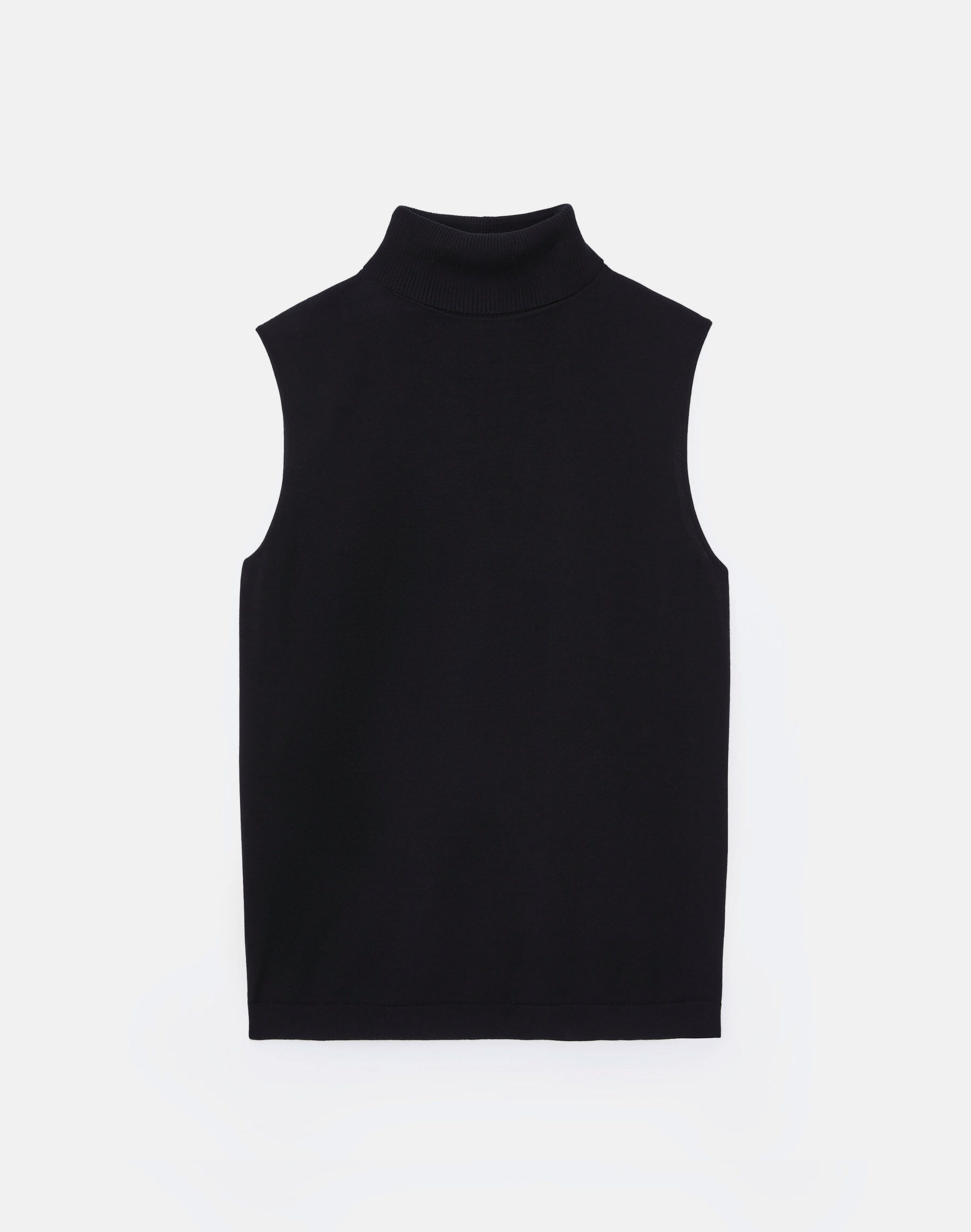 Petite Responsible Matte Crepe Sleeveless Turtleneck