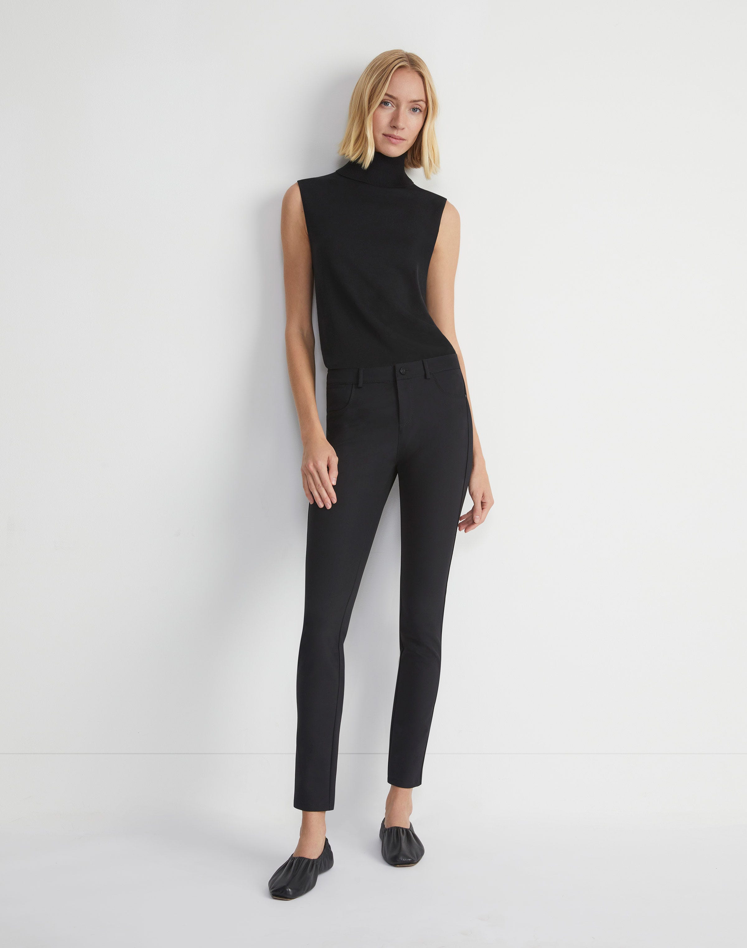Petite Responsible Matte Crepe Sleeveless Turtleneck