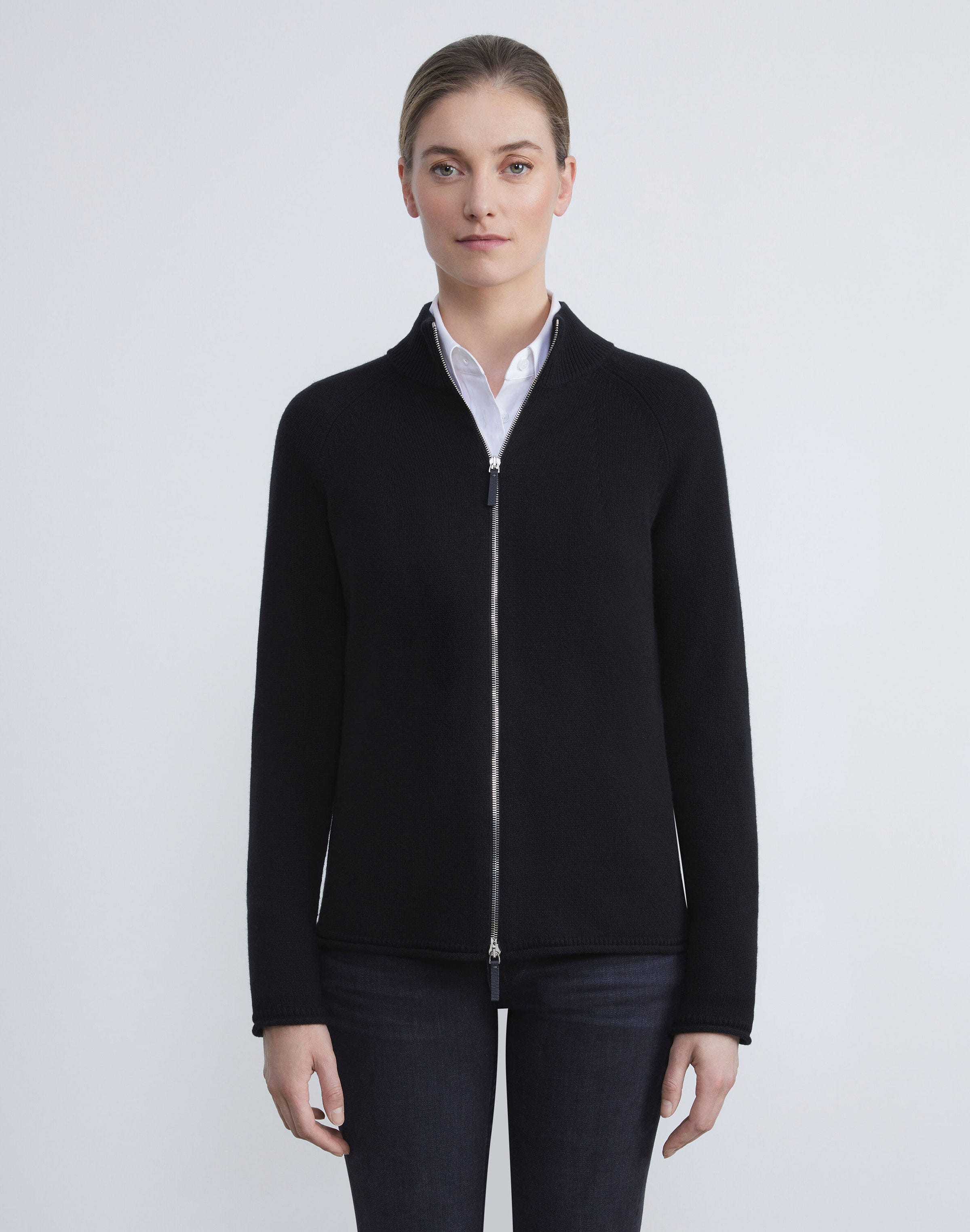 Cashmere Zip Front Cardigan