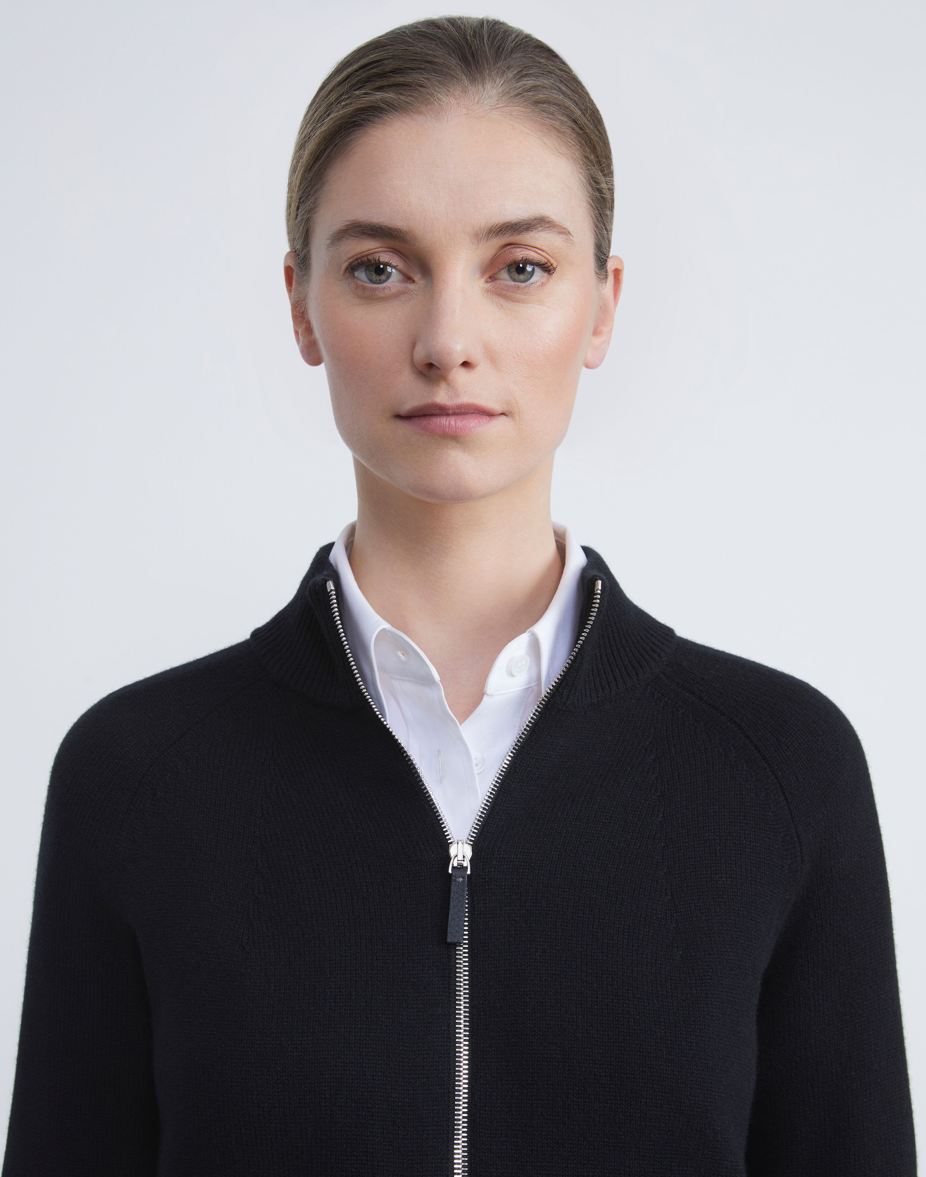 Plus-Size Cashmere Zip Front Cardigan