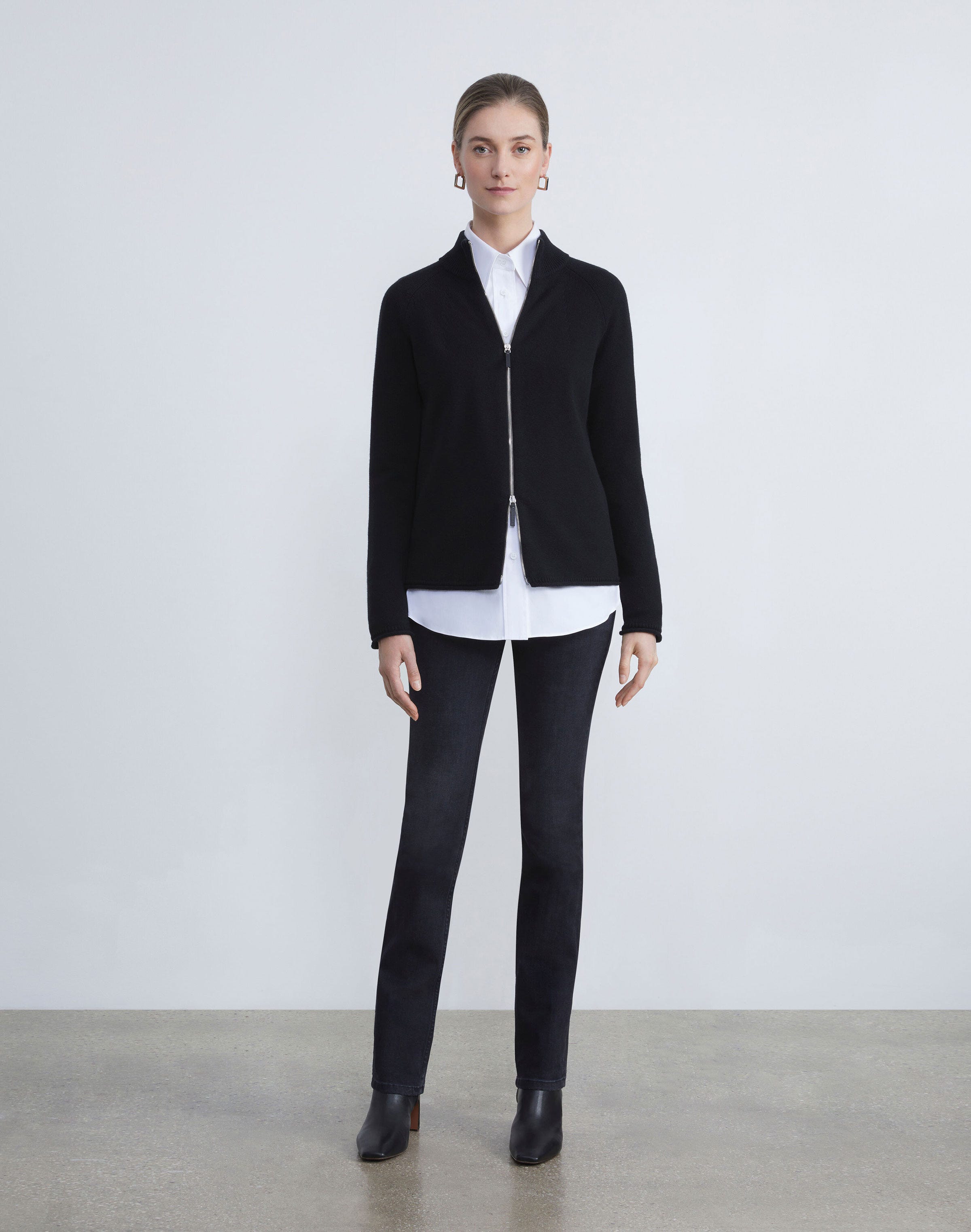 Cashmere Zip Front Cardigan