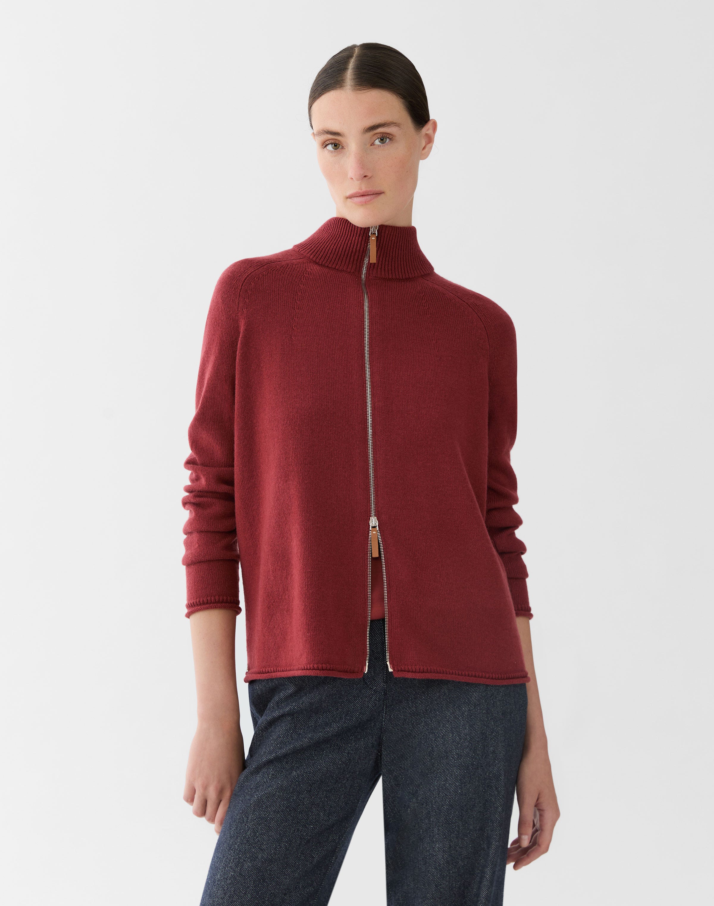 Cashmere Zip Front Cardigan