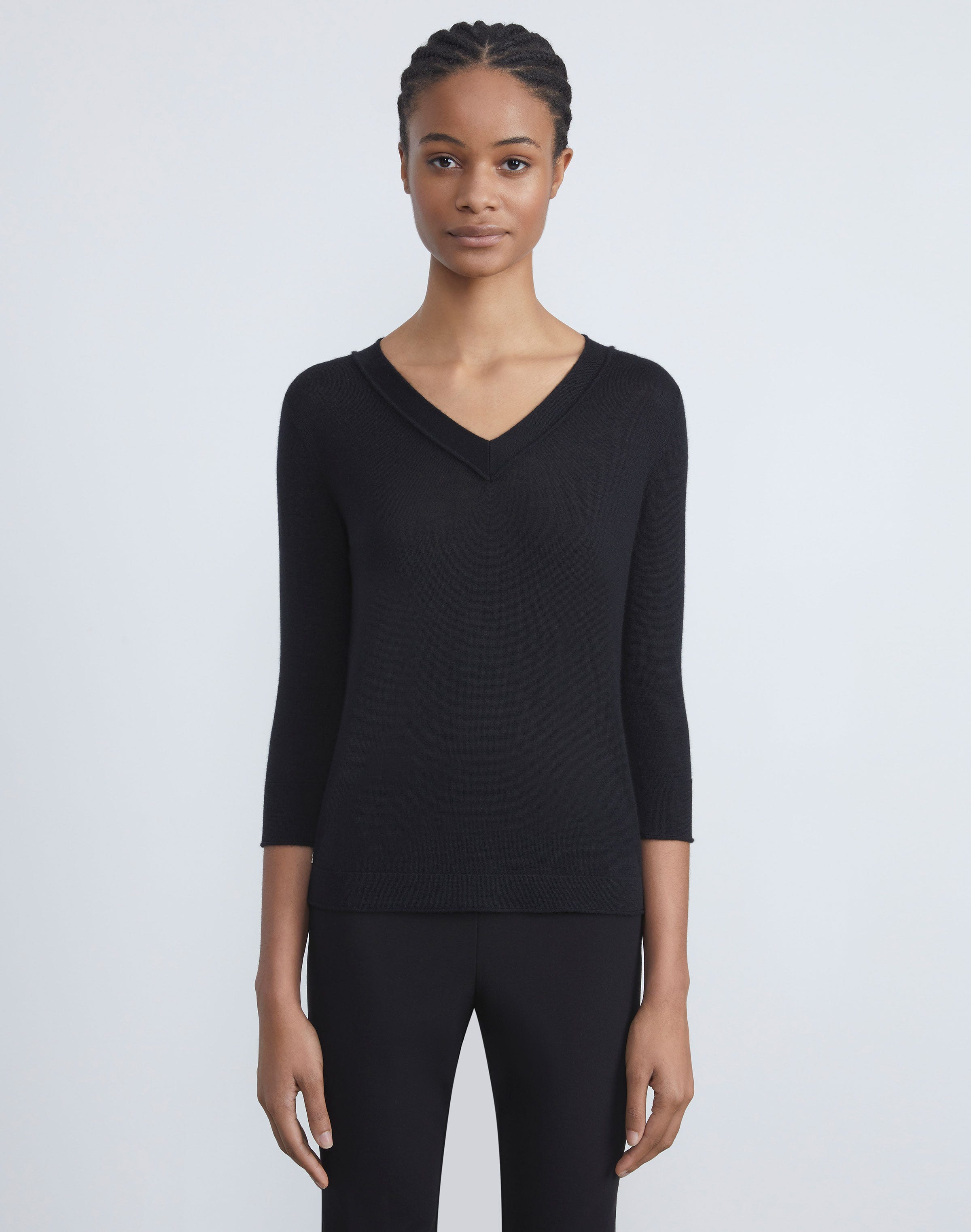 Plus Size Fine Gauge Cashmere V-Neck Sweater