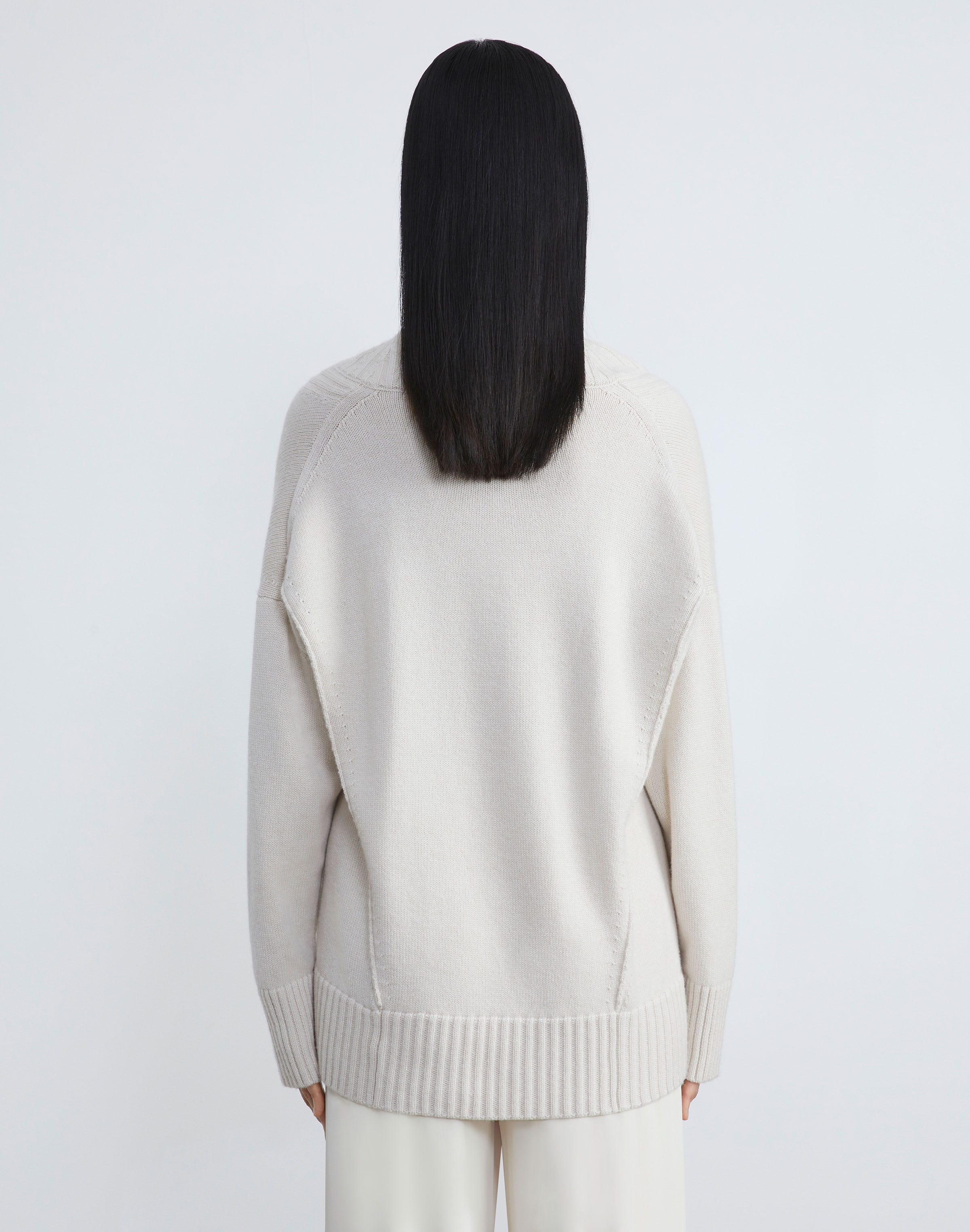 Plus-Size Cashmere Ribbed V-Neck Sweater