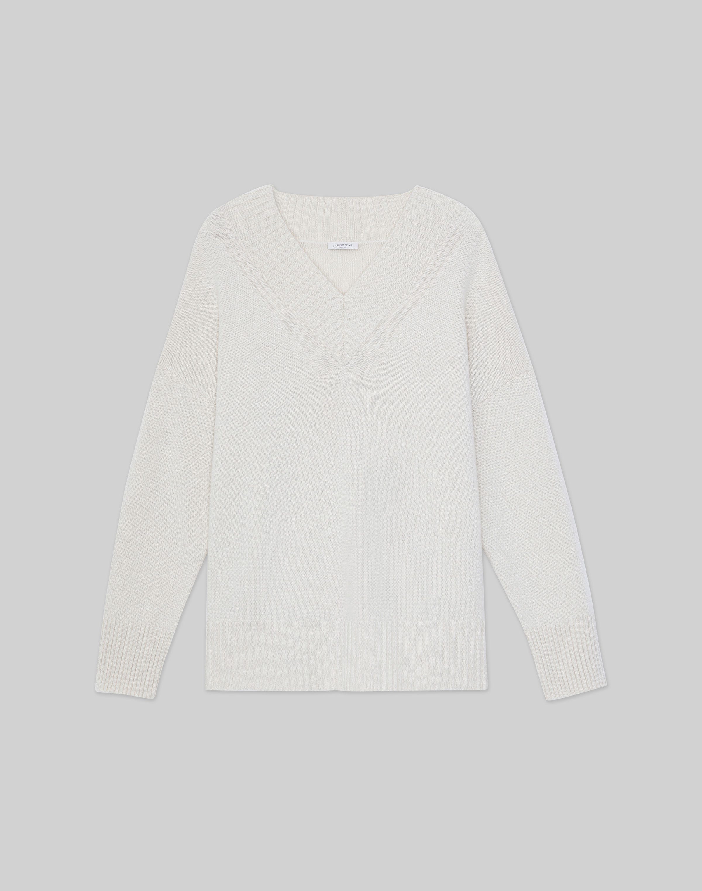 Plus-Size Cashmere Ribbed V-Neck Sweater
