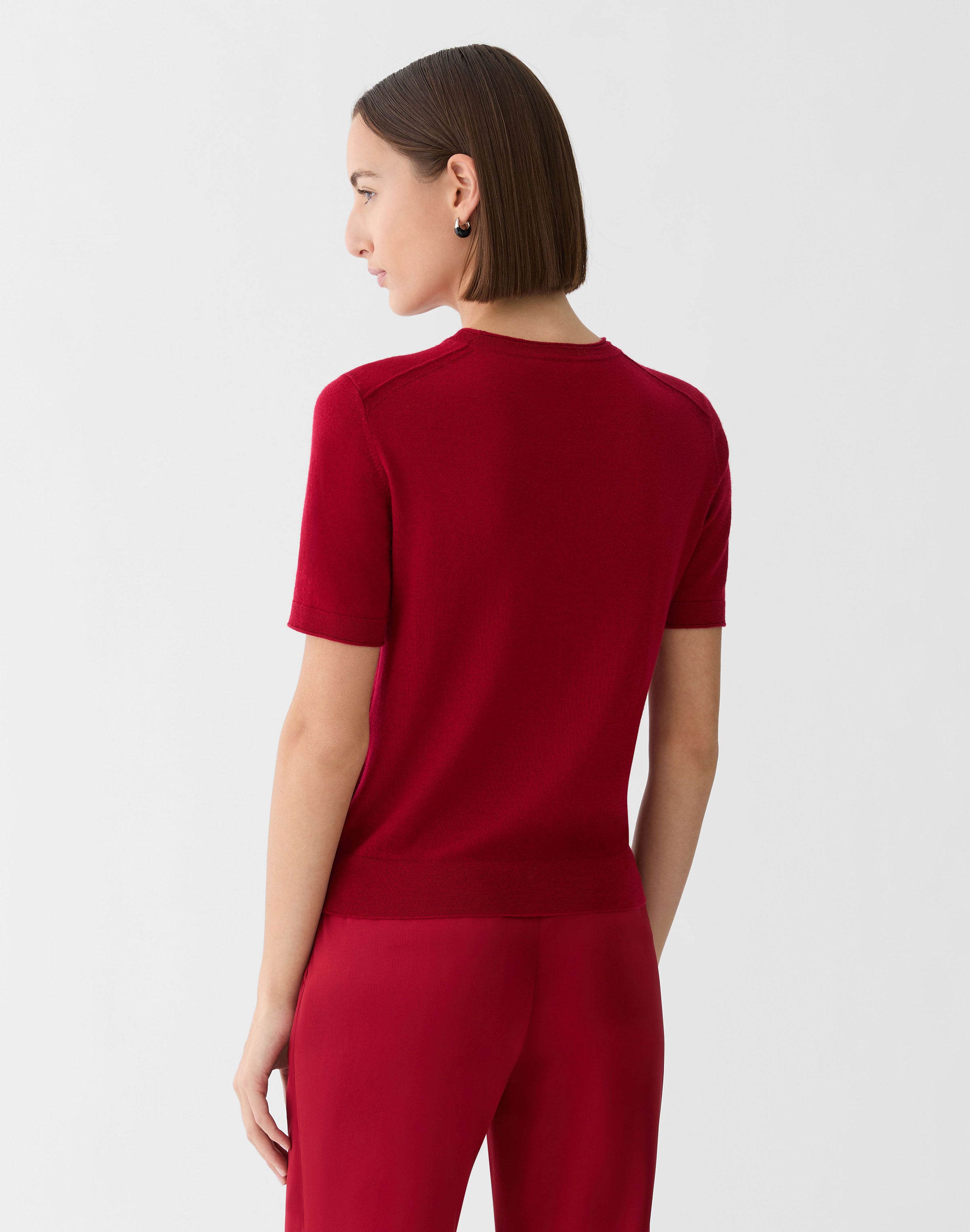 Fine Gauge Cashmere Crewneck Short Sleeve Sweater