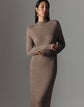 Metallic Flecked Double Knit Mockneck Dress
