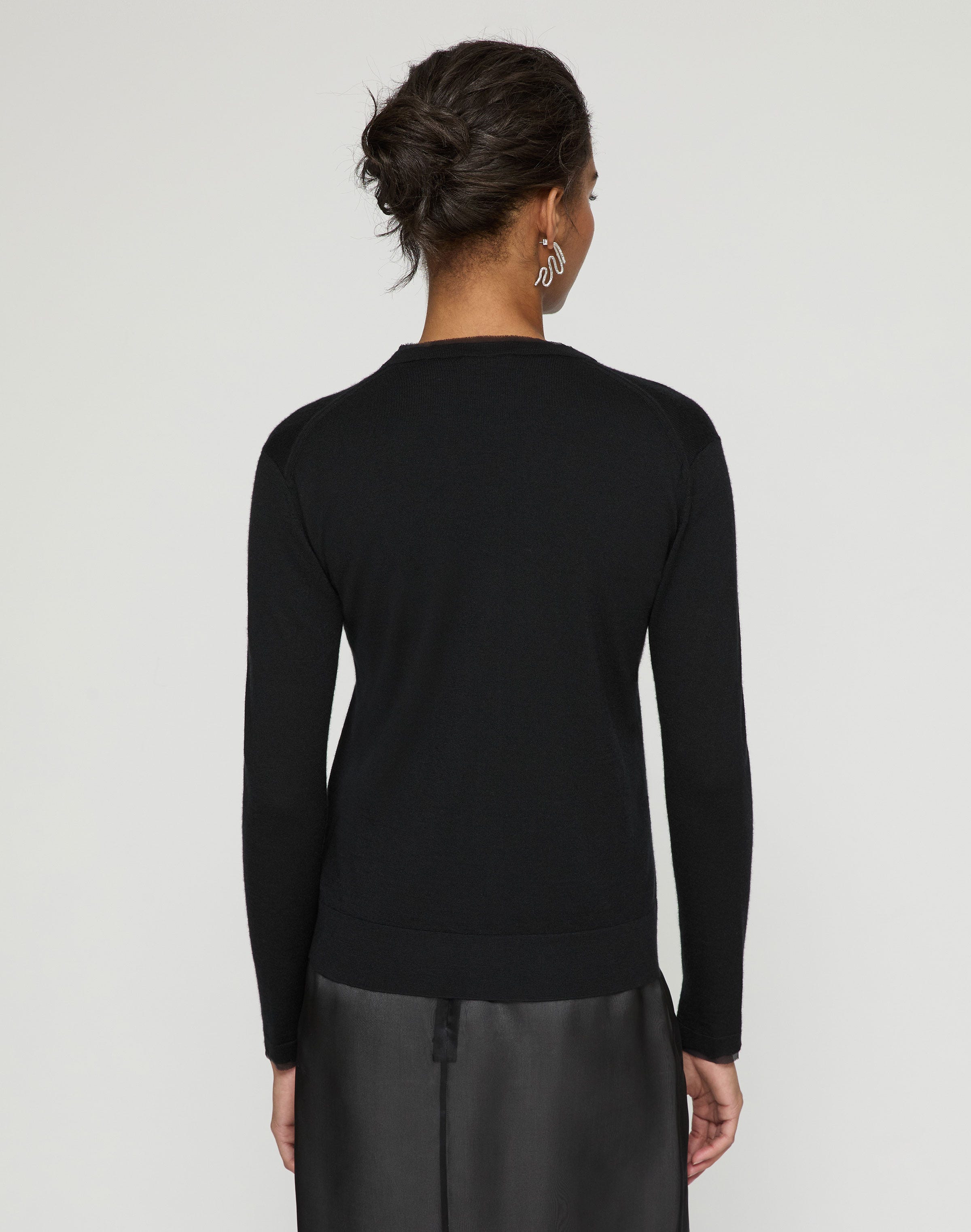 Plus-Size Fine Gauge Cashmere & Silk Chiffon Trim Cardigan 