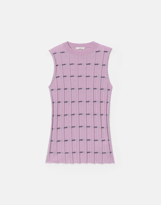 Striped Fine Gauge Cashmere Ribbed Shell
