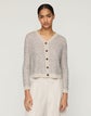 Metallic Linen-Silk Pointelle Cardigan
