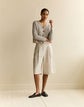 Metallic Linen-Silk Pointelle Cardigan