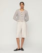 Metallic Linen-Silk Pointelle Cardigan