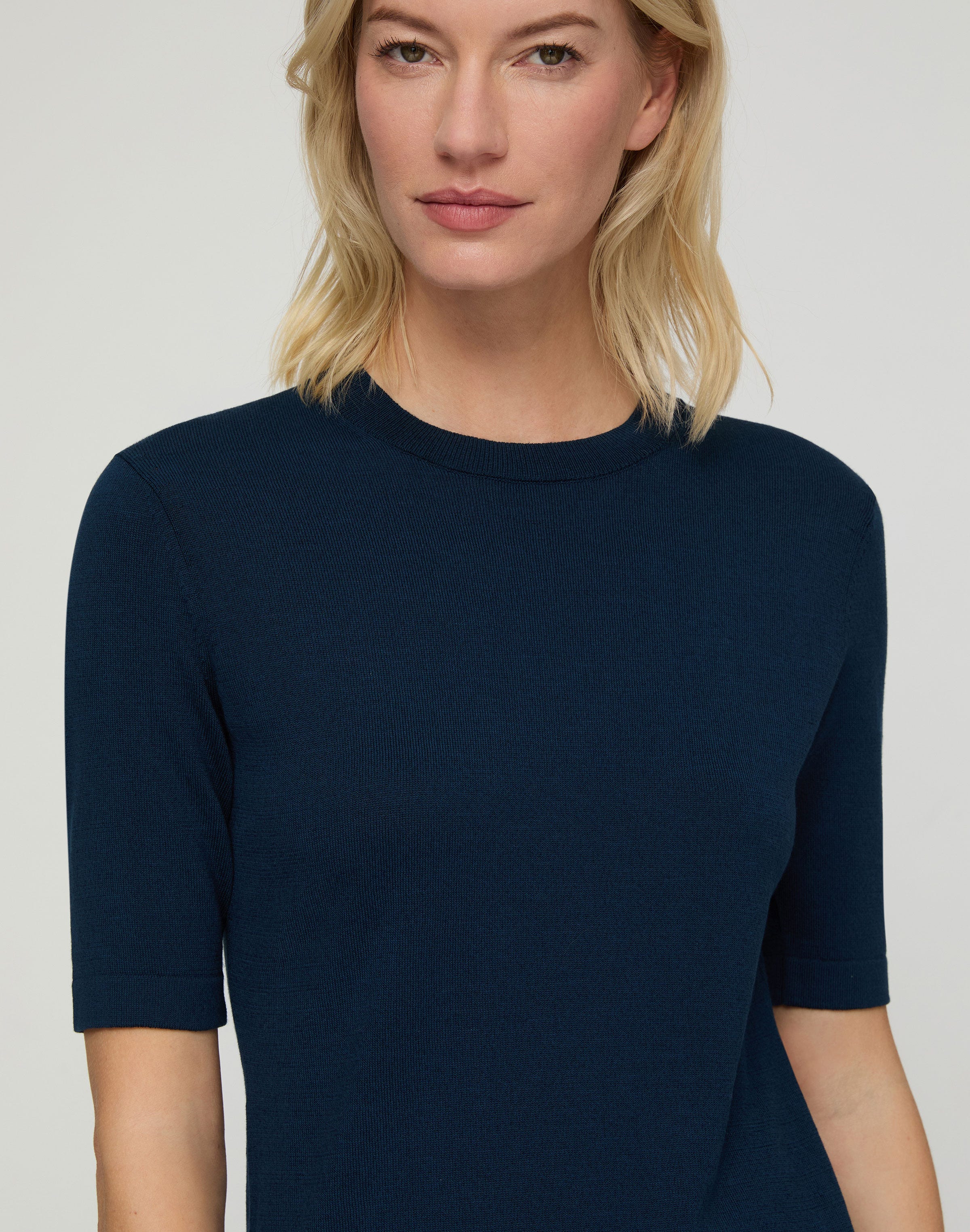 Plus-Size Fine Cotton-Silk Knit T-Shirt