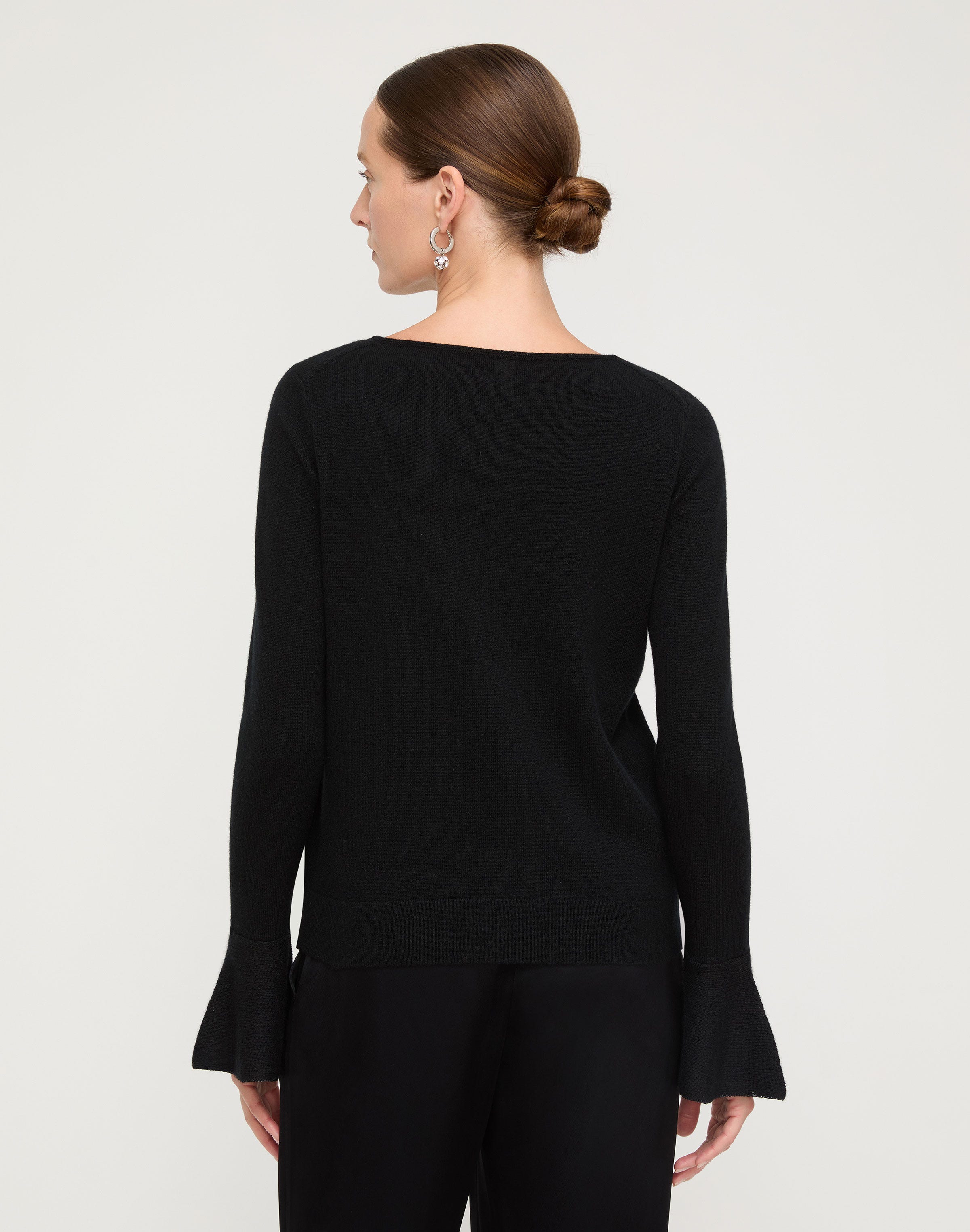 Cashmere Metallic Ruffle Cuff Sweater