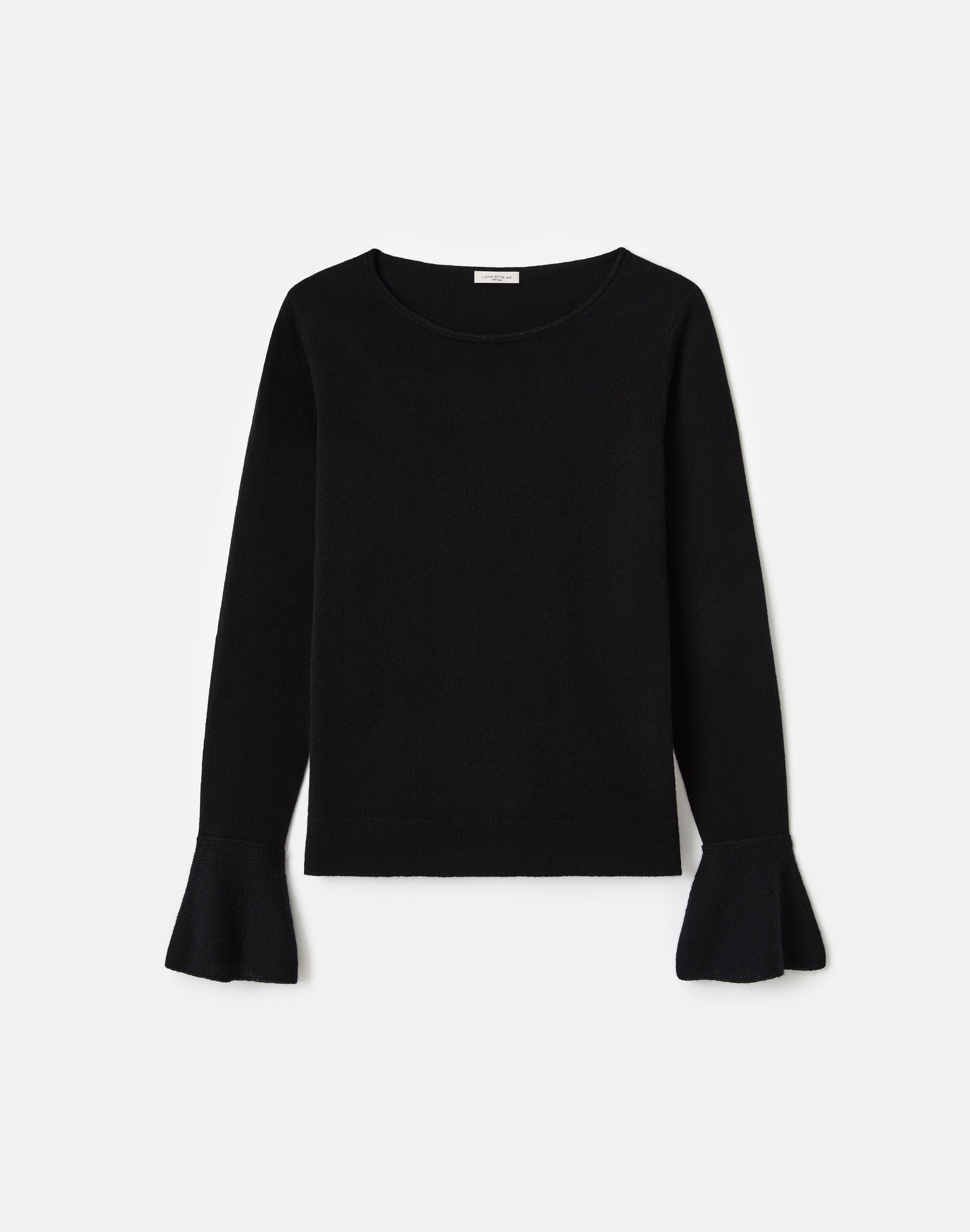 Cashmere Metallic Ruffle Cuff Sweater
