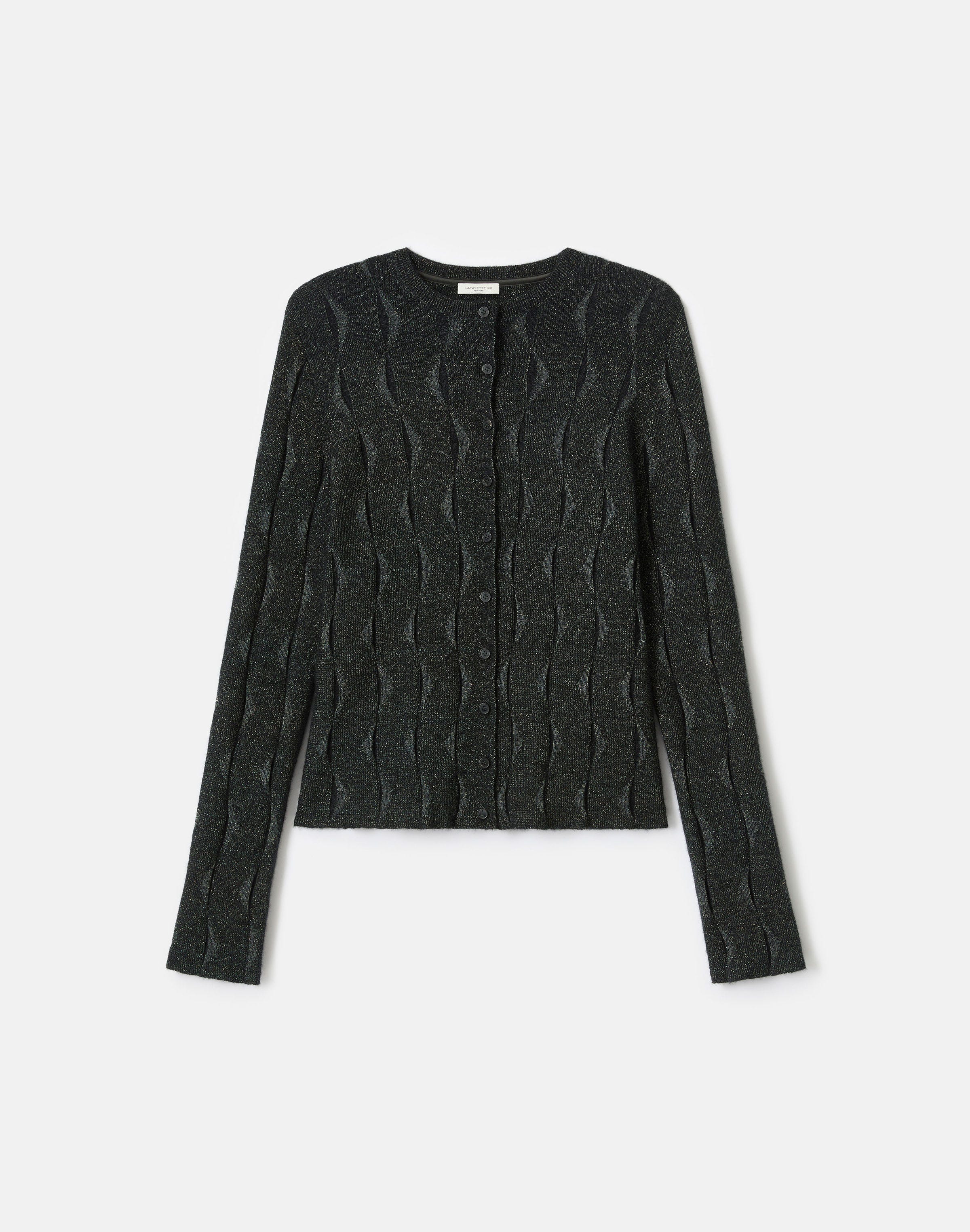 Iridescent Fine Gauge Cashmere Button Front Cardigan