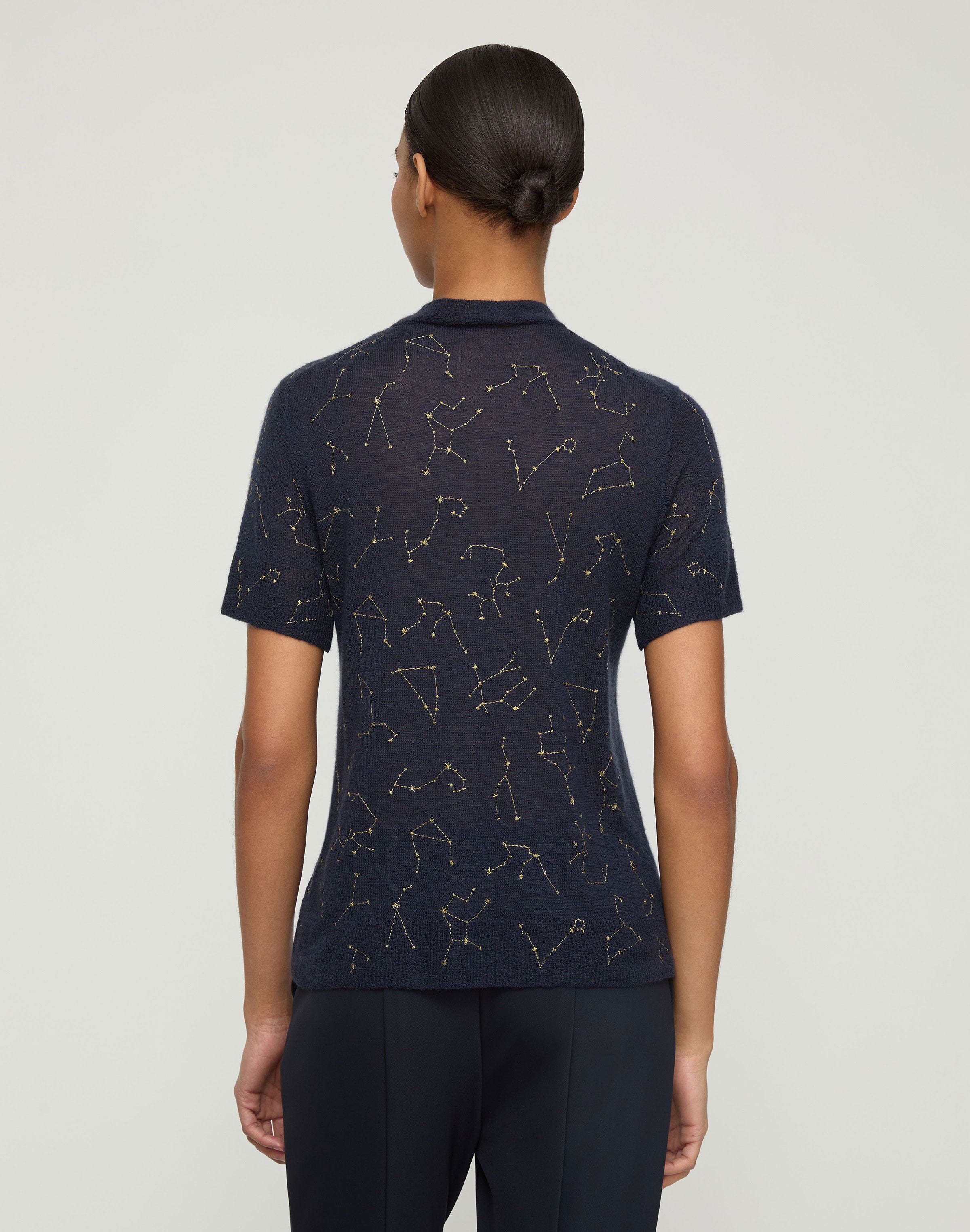 Fine Gauge Cashmere Embroidered Constellation Sweater