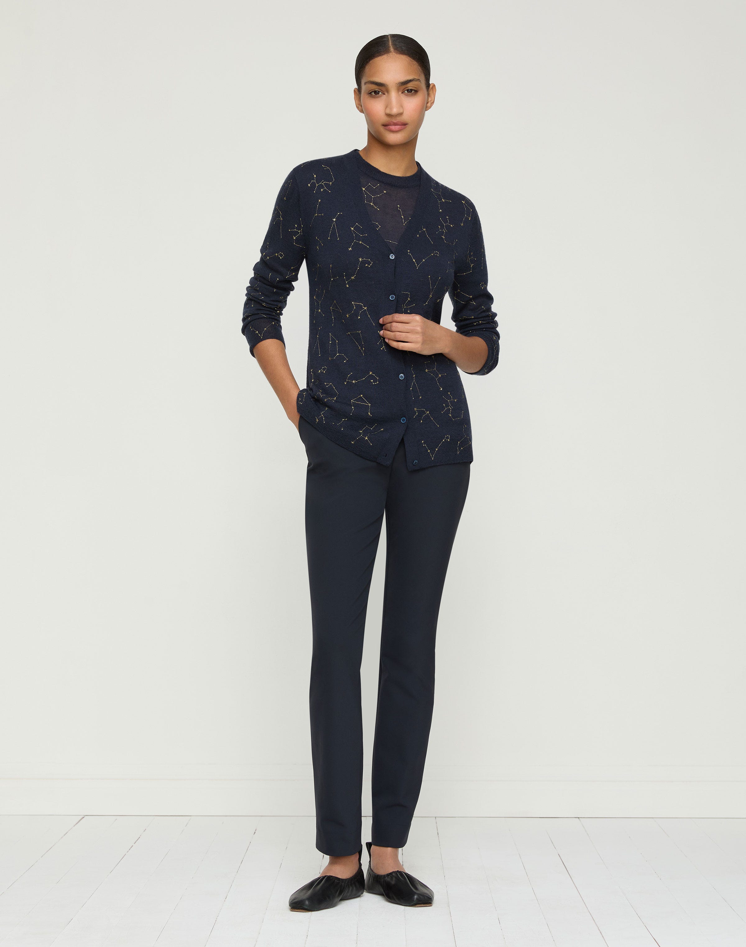 Fine Gauge Cashmere Embroidered Constellation Sweater