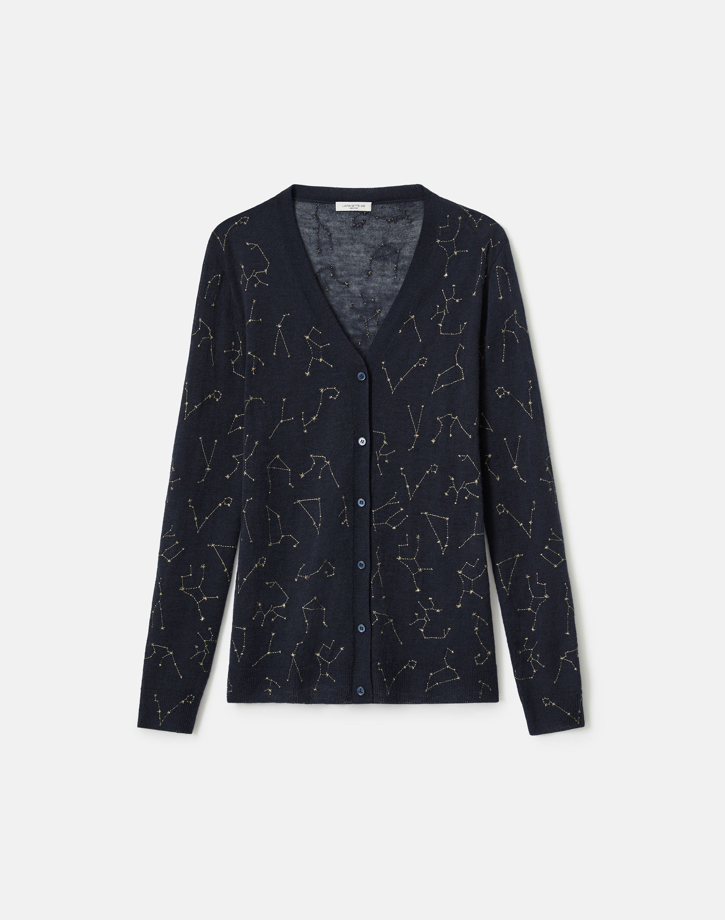 Fine Gauge Cashmere Embroidered Constellation Cardigan