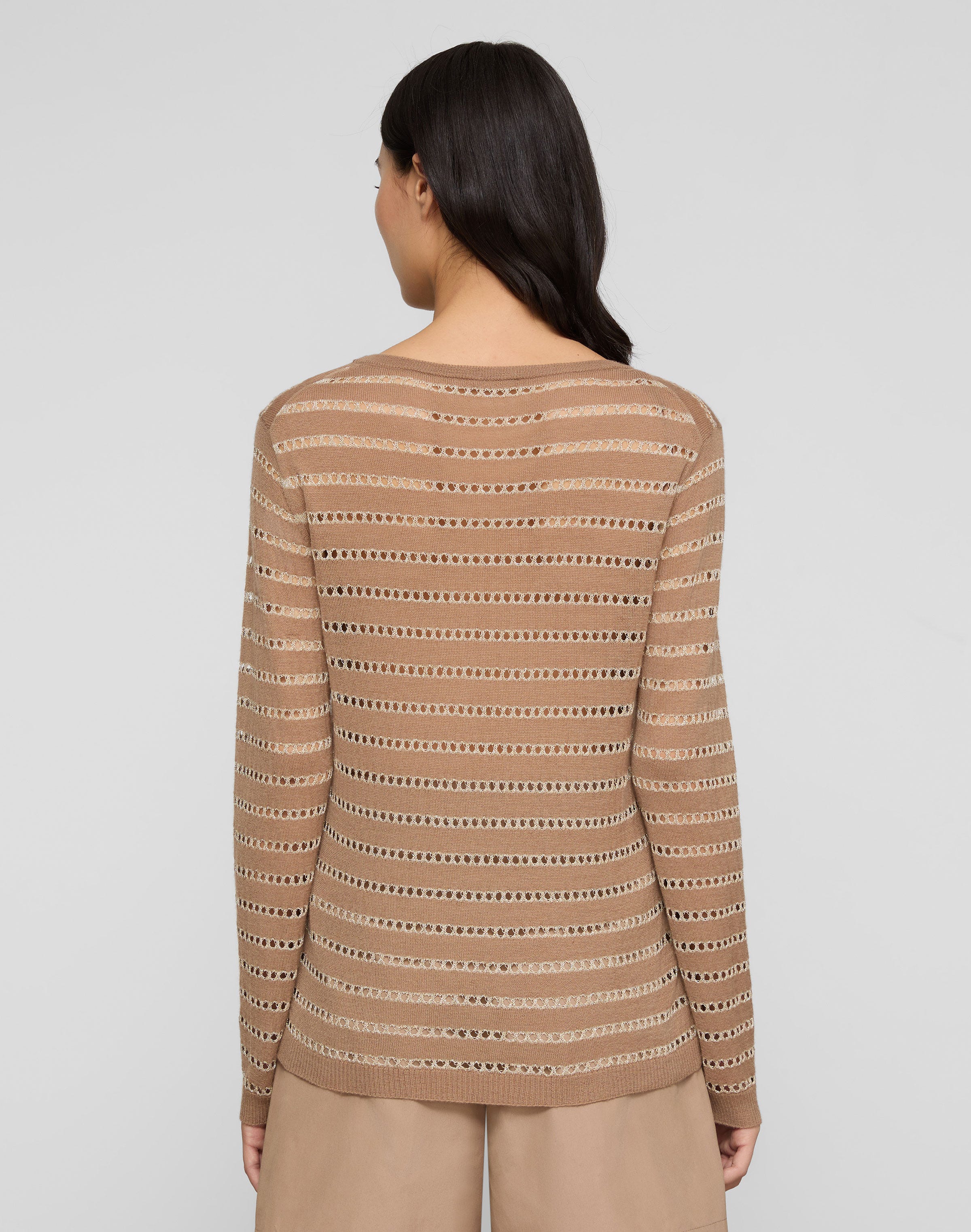 Metallic Stripe Fine Gauge Cashmere Sweater