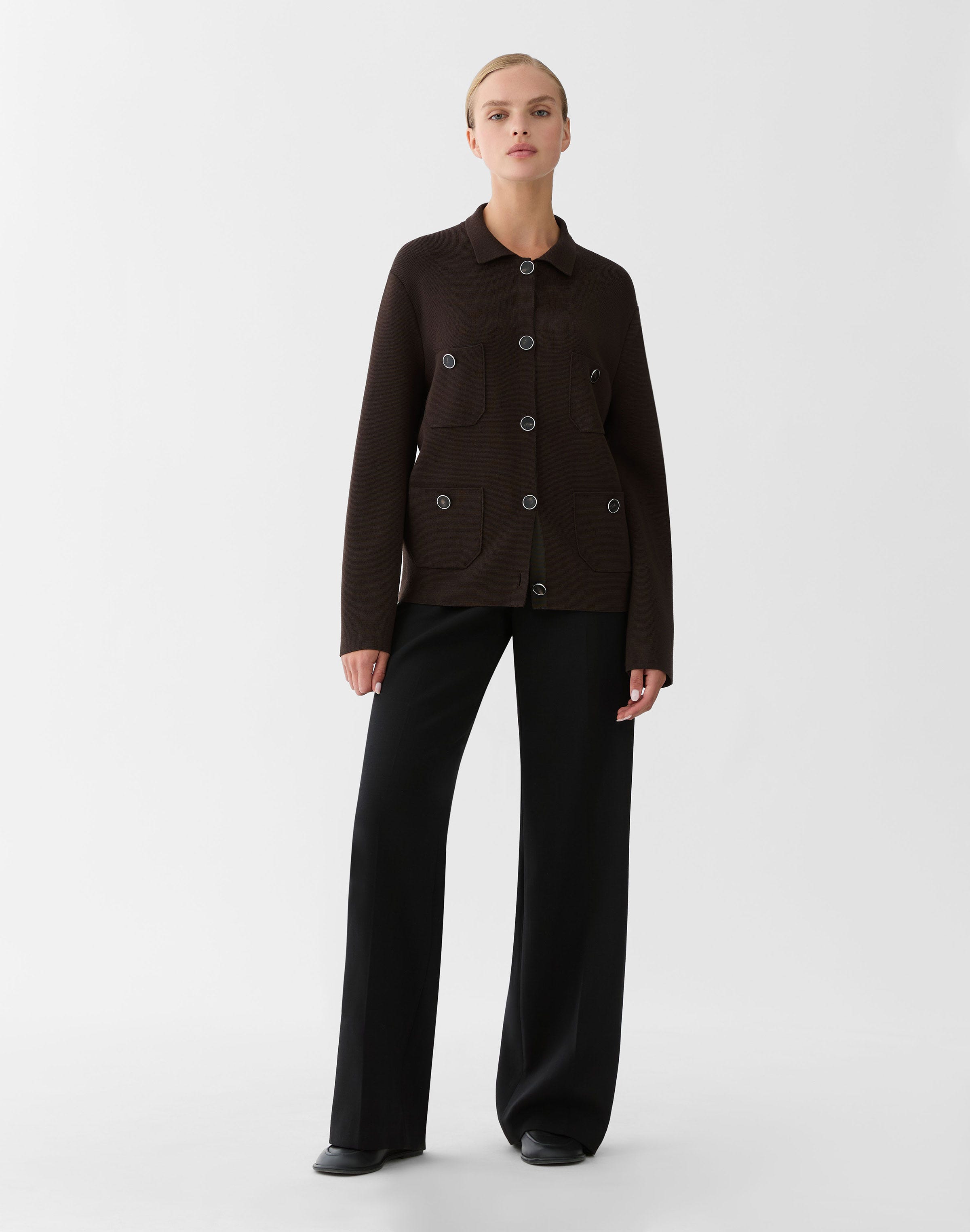 Responsible Matte Crepe Knit Shirt Jacket