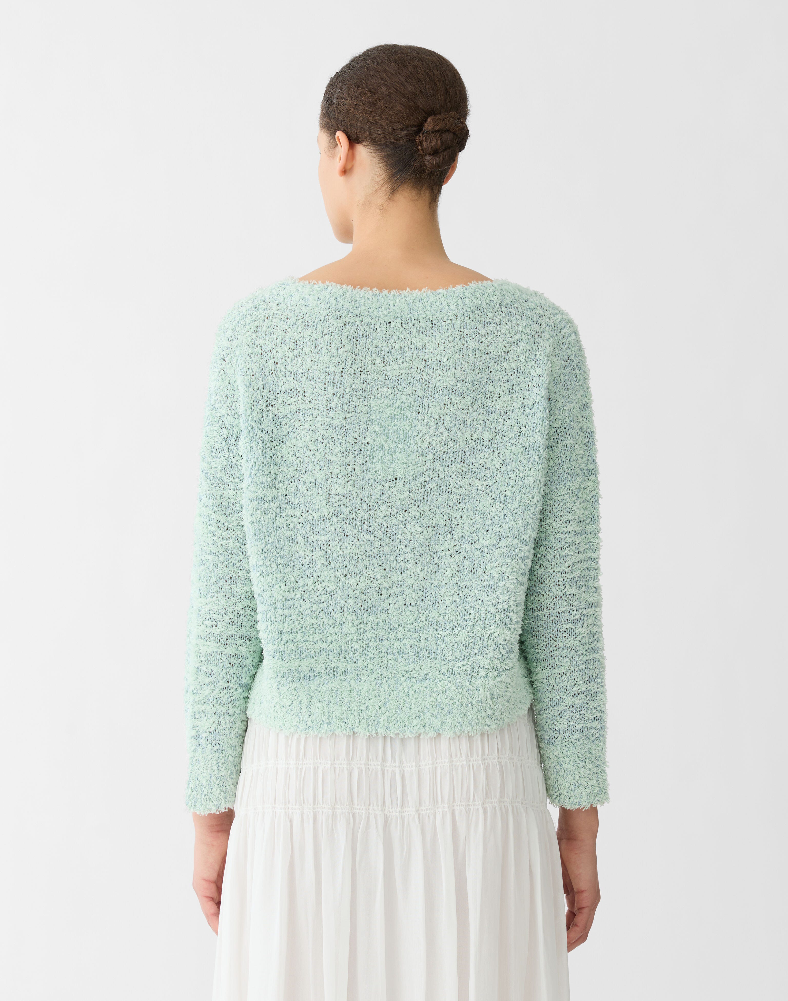 Feathered Cotton-Sequin Silk Sweater