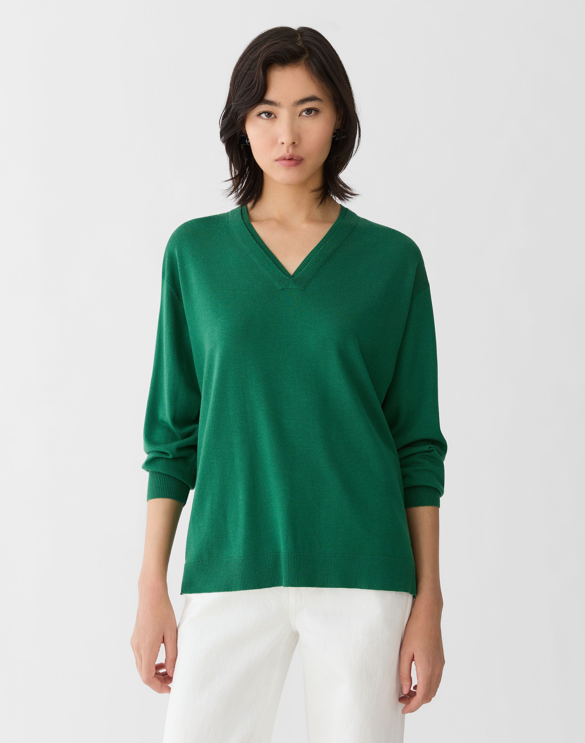 Superfine Merino Wool V-Neck Sweater