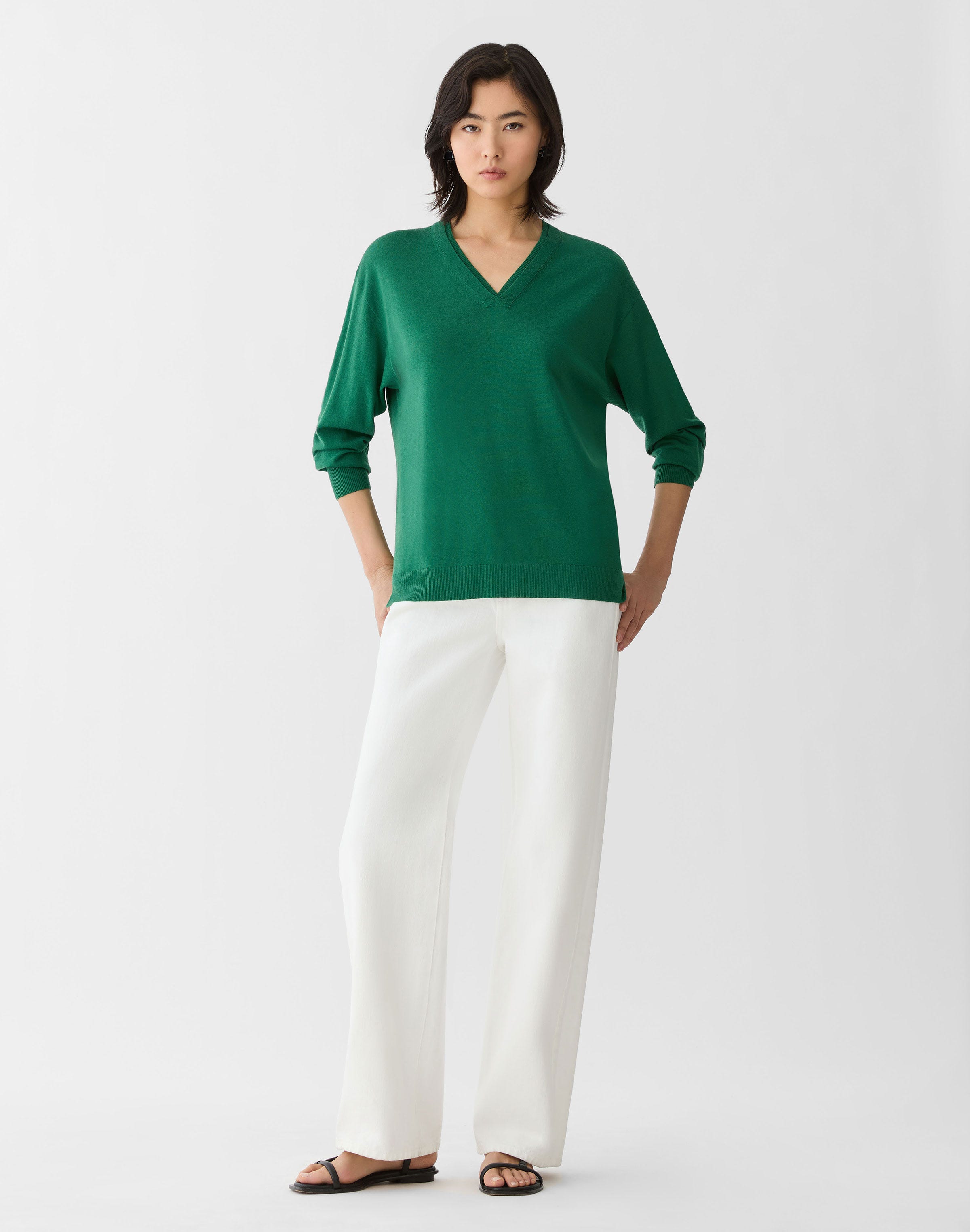 Superfine Merino Wool V-Neck Sweater